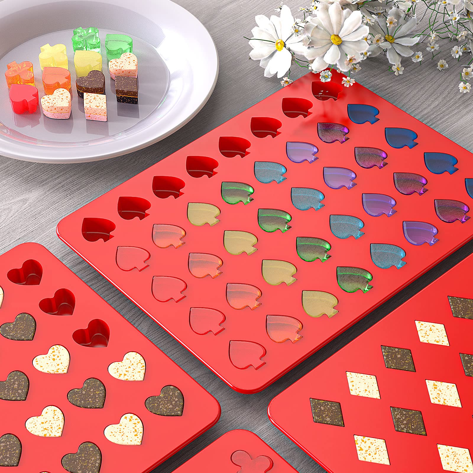 SILIVO 160-Cavity Silicone Gummy Molds (4 Pack) - Nonstick Silicone Candy Molds with Dropper for Homemade Gummies