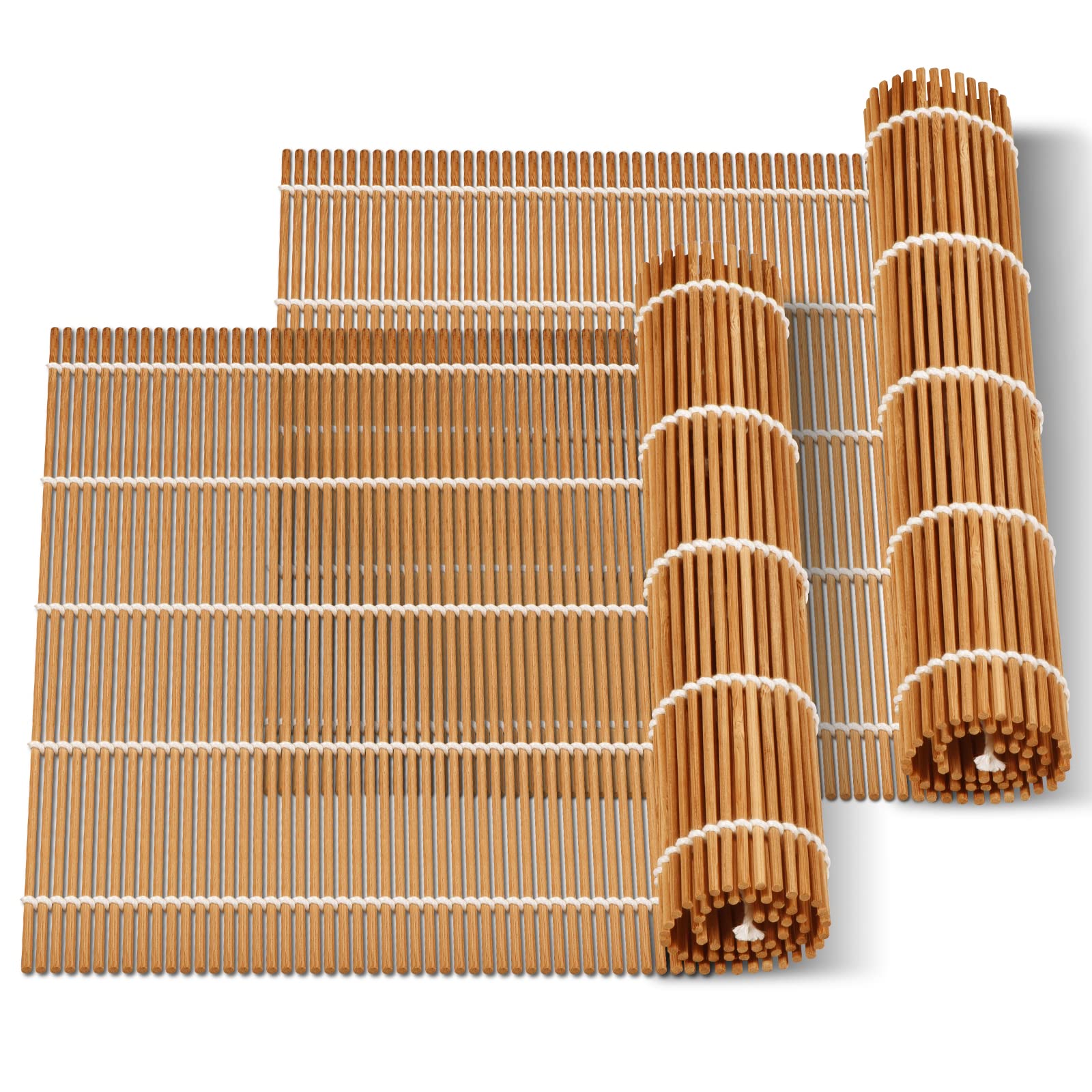 MIUQILAIY 9.5x9.5Bamboo Sushi Rolling Mat,kimbap roller(2 PCS)