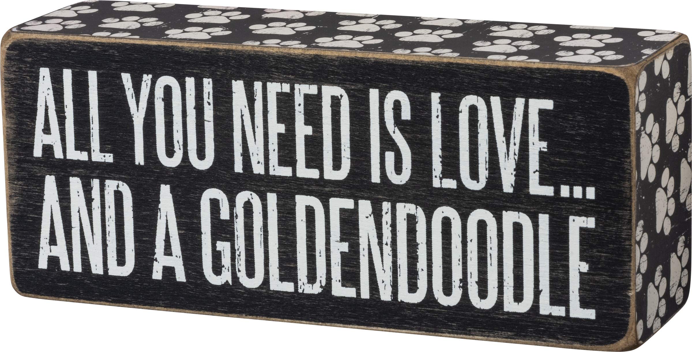 Primitives by Kathy 104073 Box Sign-Goldendoodle, 6x2.5 inches, Black, White