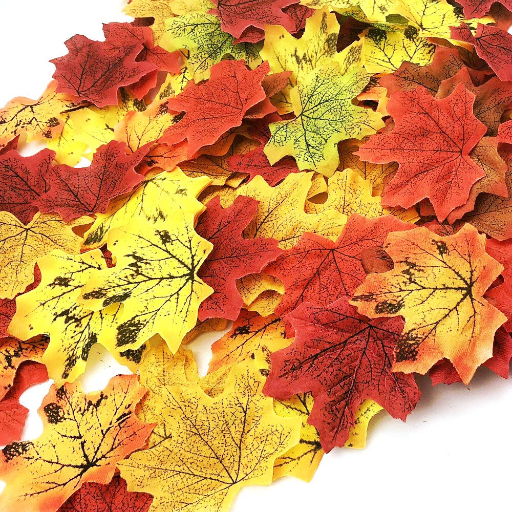 CODE FLORIST 200 Pcs Fall Artificial Maple Leaves for Thanksgiving,Weddings Decorations,Festival Events