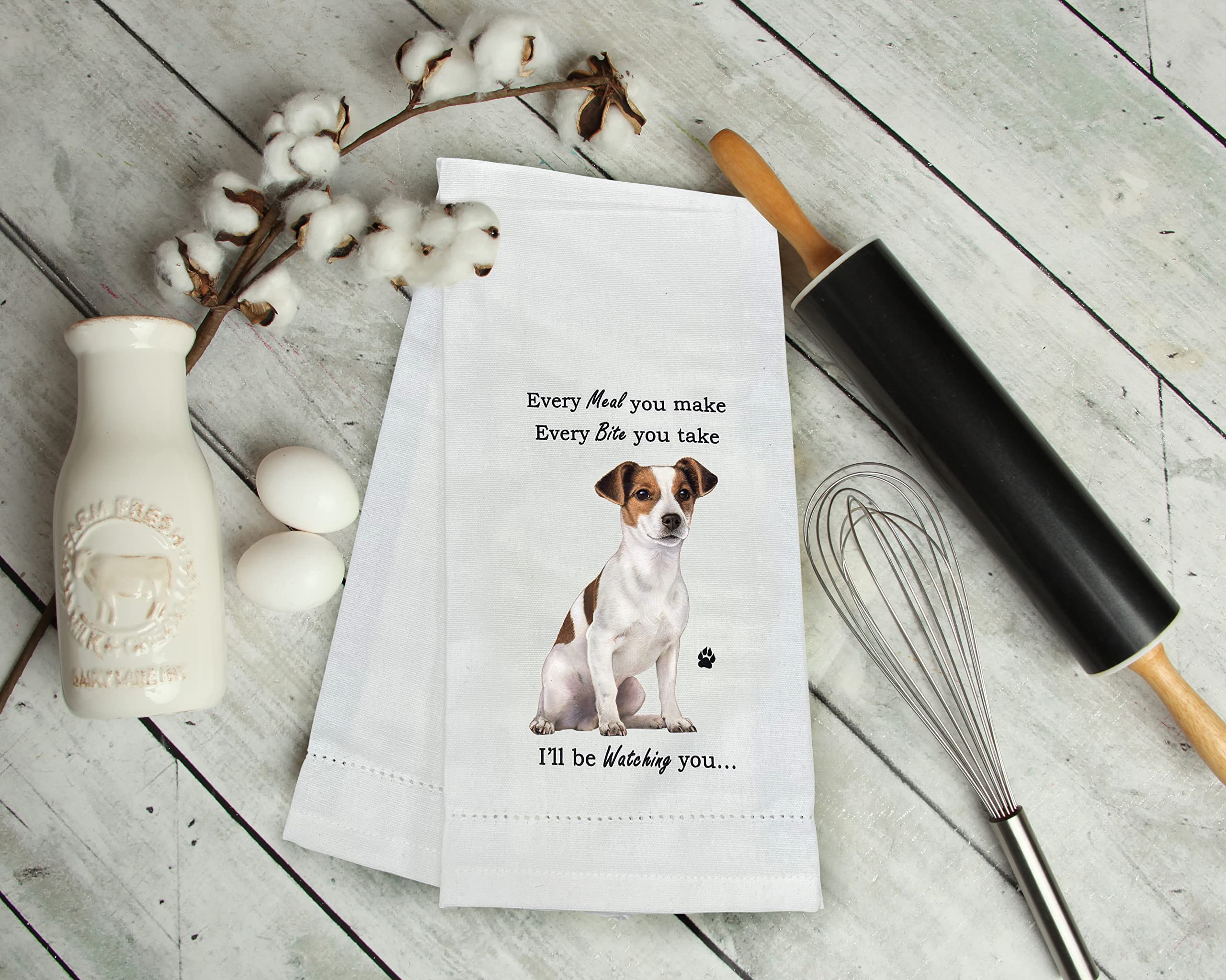 Jack Russell Kitchen Towel - Soft Highly Absorbent - Jack Russell Gifts - Dish Towels For Washing Dishes - Tea Towels - Reusable