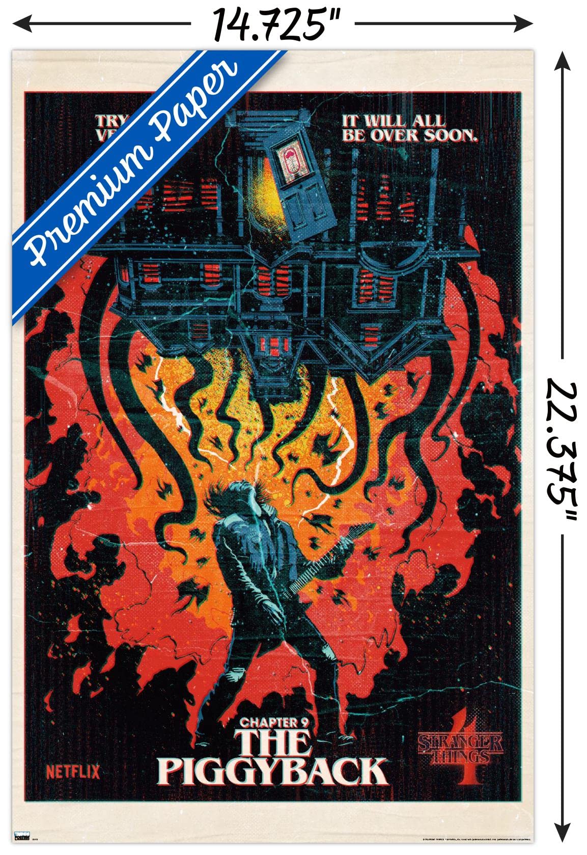 Trends International Netflix Stranger Things: Season 4 - The Piggyback Wall Poster, 14.725'' X 22.375'', Premium Unframed Versio