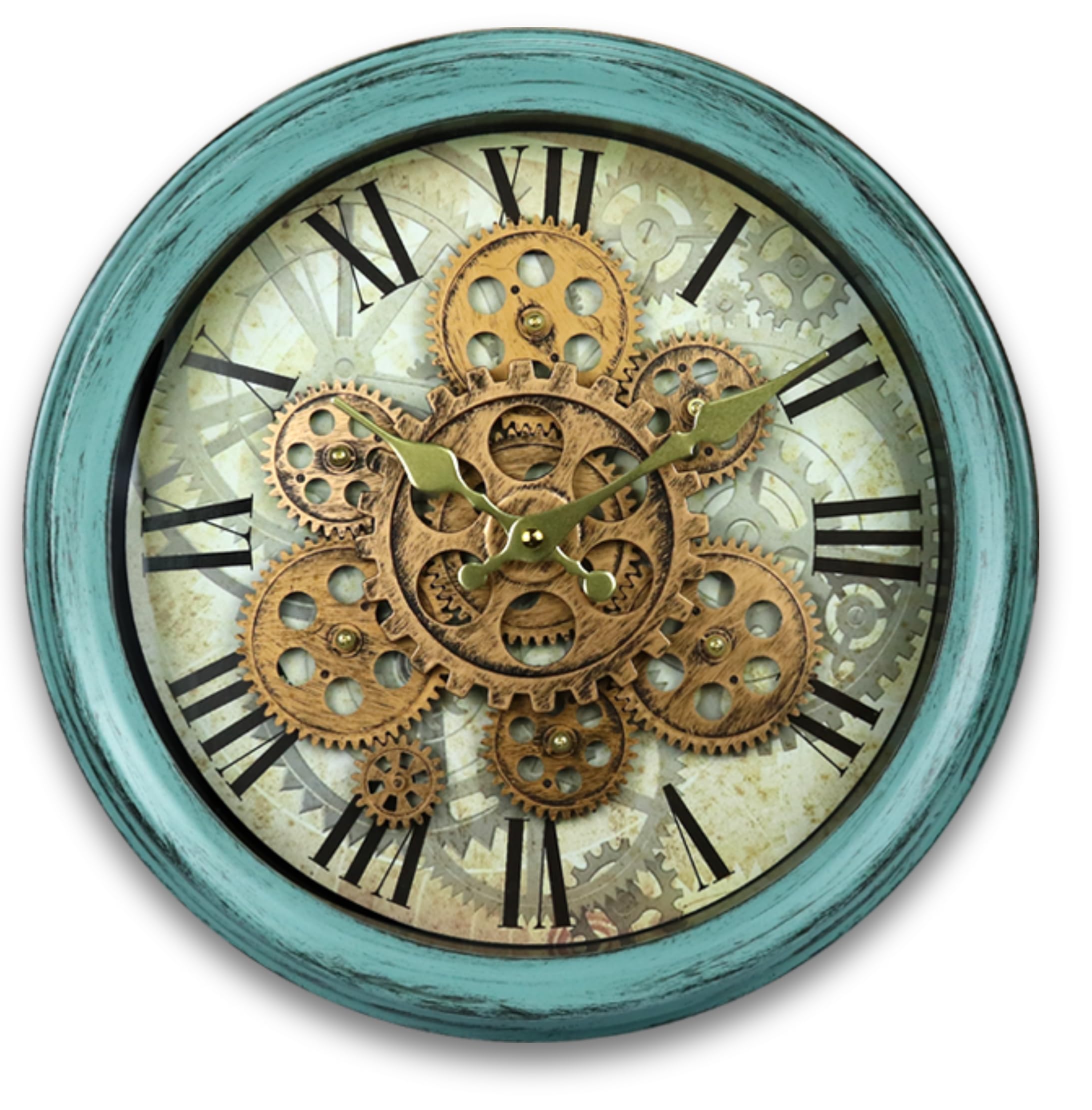 Star Work Vintage Gear Wall Clock Industrial Rustic Farmhouse Classic Style Mechanical Charm Perfect For Living Room Bedroom Off