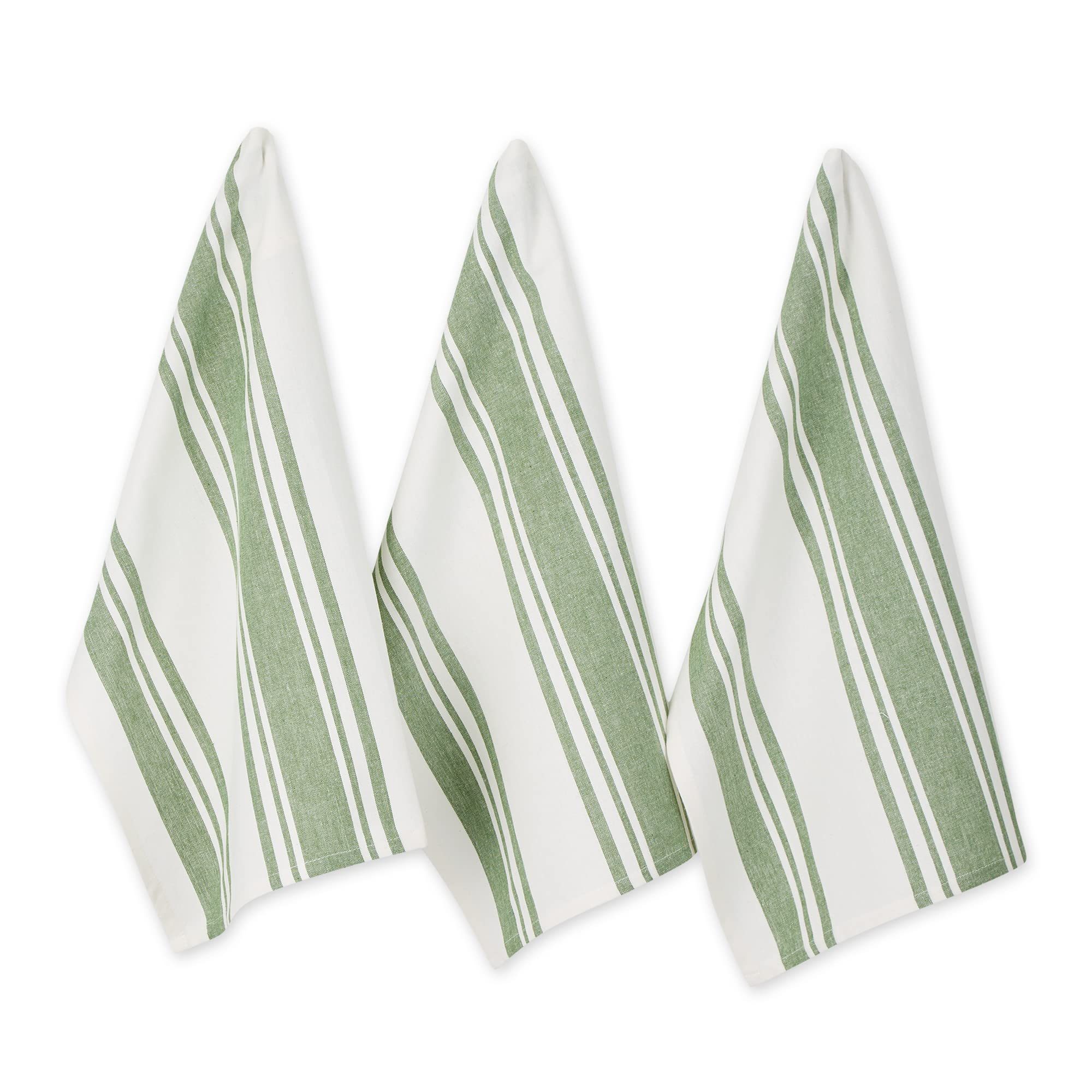BASIL GREEN CHEF STRIPE DISHTOWEL SET/3