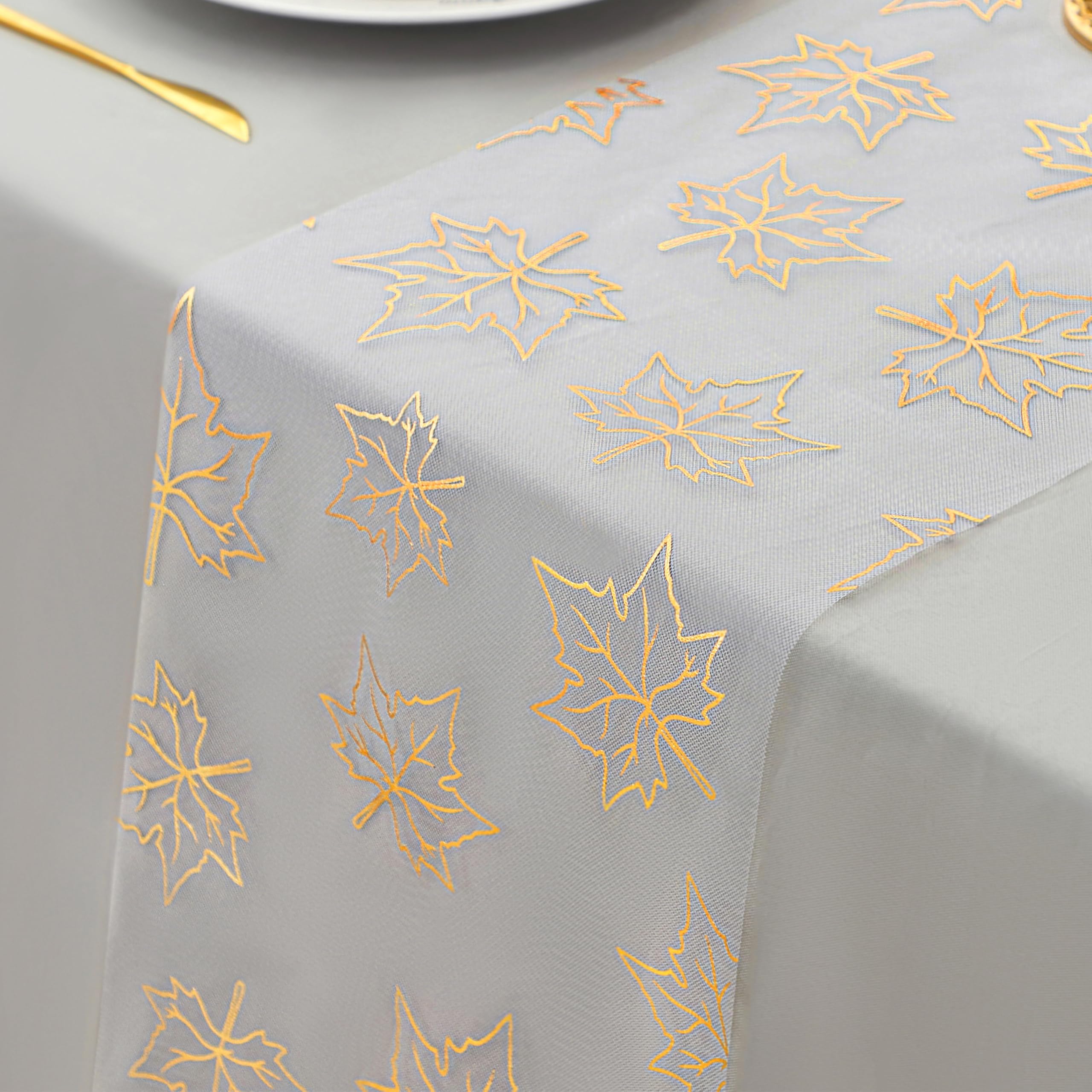 Snowkingdom 2 Pcs Fall Table Runners, Gold Maple Leaves Thanksgiving Table Decorations for Autumn Harvest Sequin Glitter Lightwe