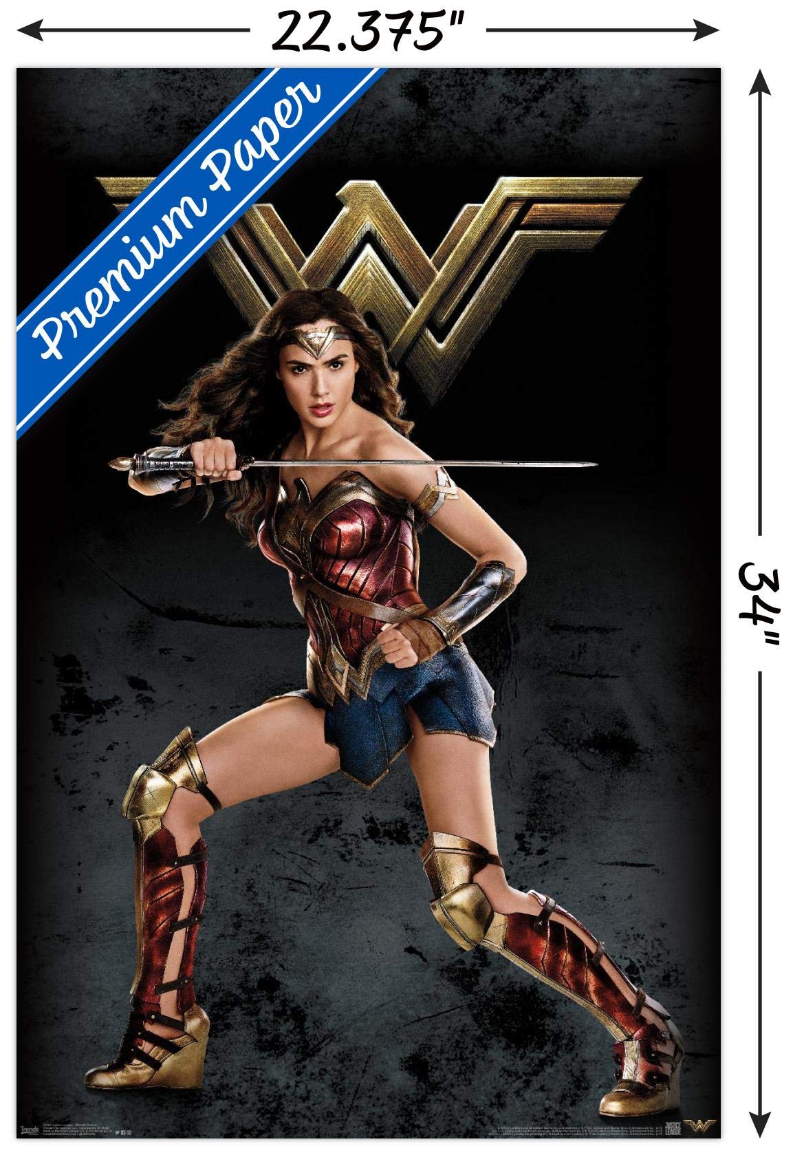 Trends International Dc Comics Movie - Justice League - Wonder Woman Wall Poster, 22.375'' X 34'', Premium Unframed Version