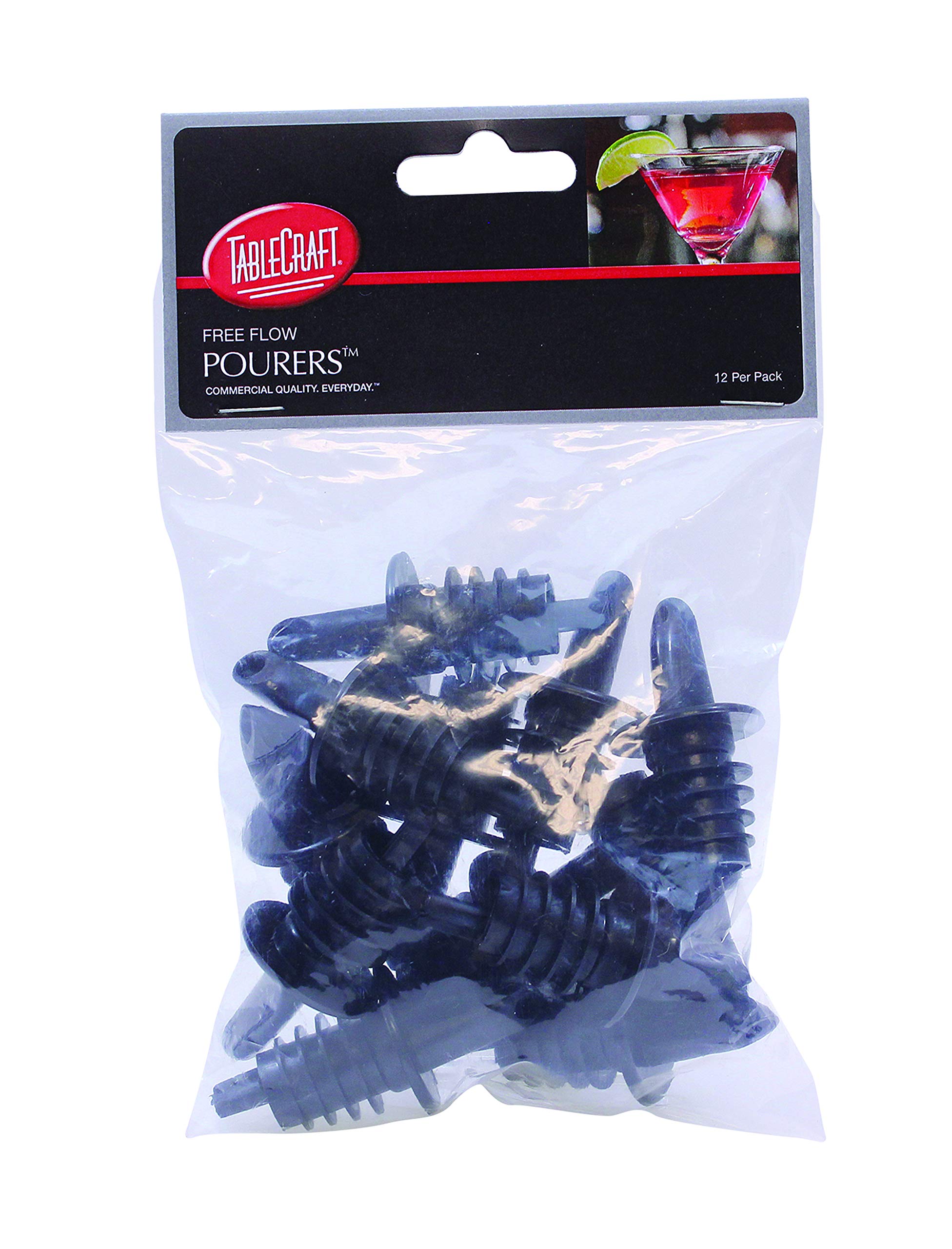 Tablecraft Free Flow Pourers, Black, 12 Count ( Pack Of 1)