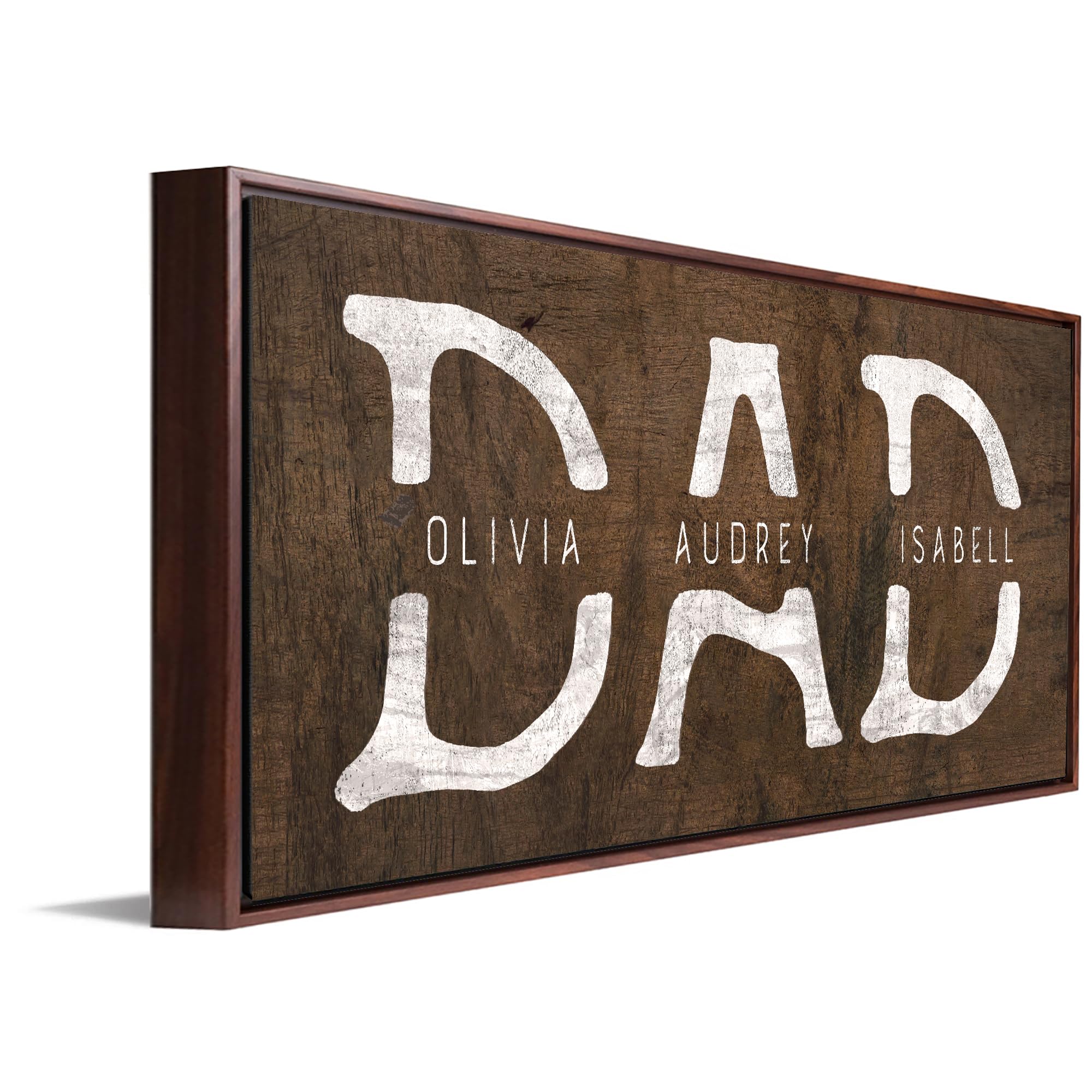 Personalized Dad And Children Art - Rustic | Customized With All Kids Names |Unique And Customized Gift For Fathers Day, Dads Bi