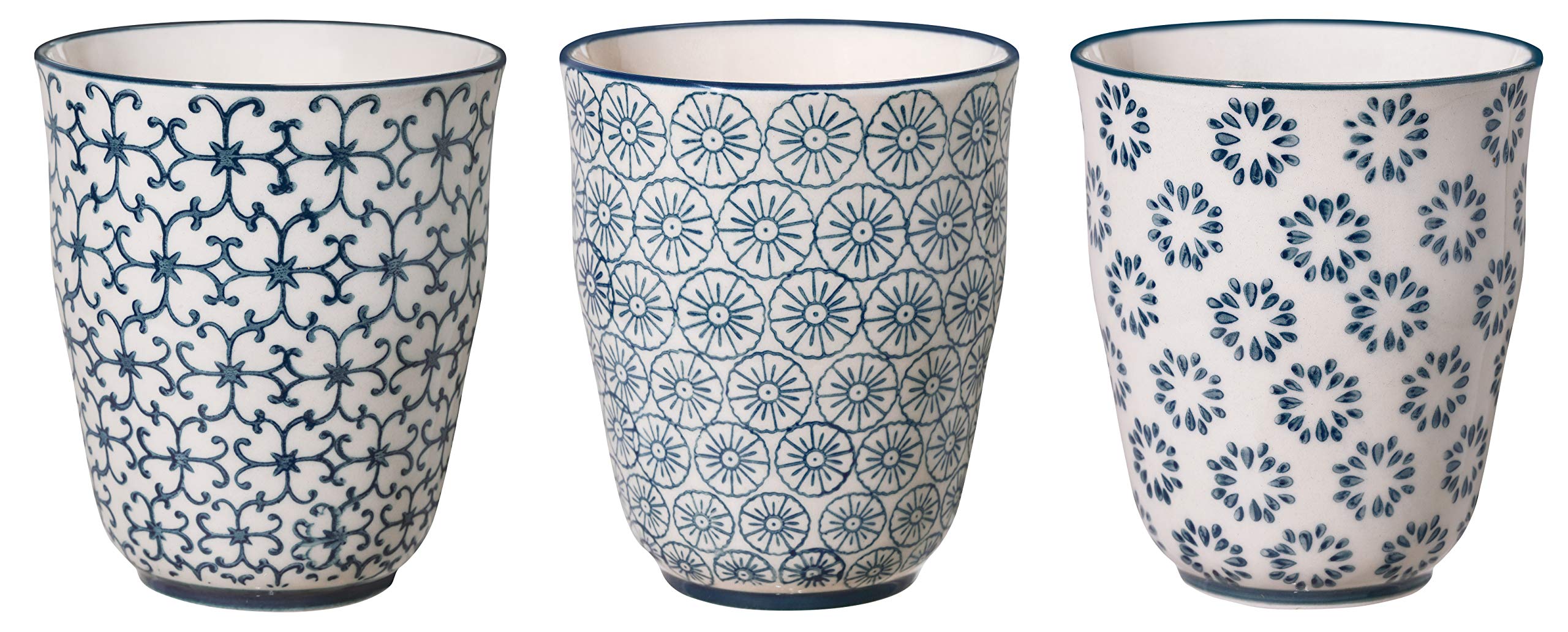 Bloomingville Kristina Ceramic Cups without Handle, Blue, Set of 3
