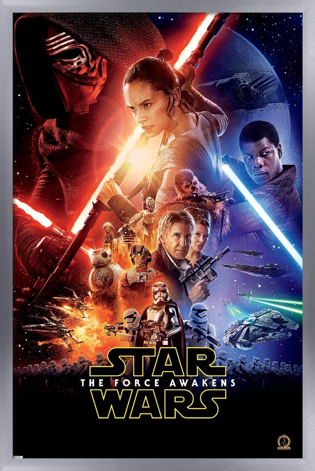 Trends International 24X36 Star Wars: The Force Awakens - One Sheet Wall Poster, 24'' X 36'', Silver Framed Version