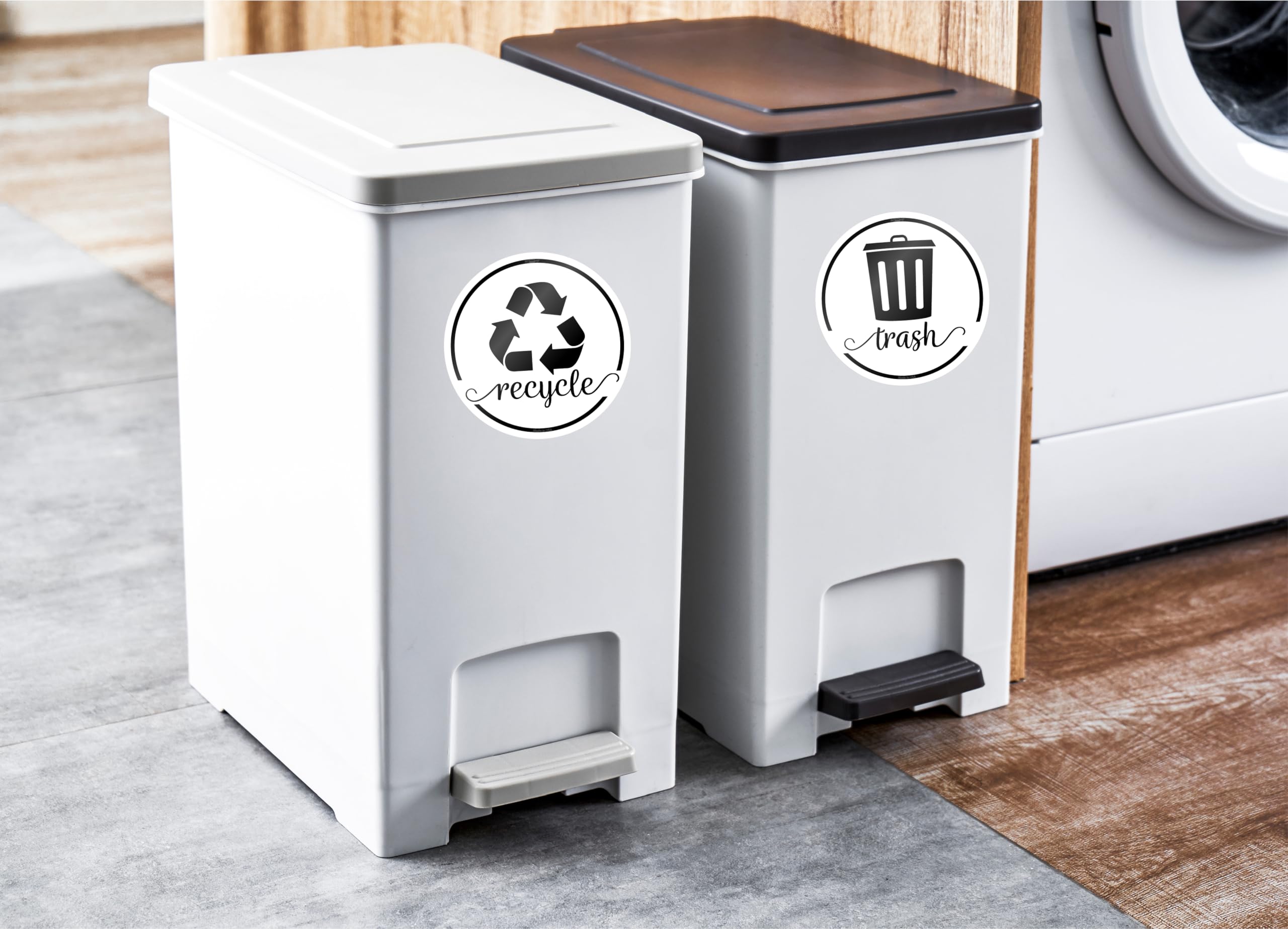 Elegant Recycling Stickers For Trash Can, 3.5'' Trash And Recycle Stickers, Laminated Recycle Stickers For Trash Bins, Recycle S