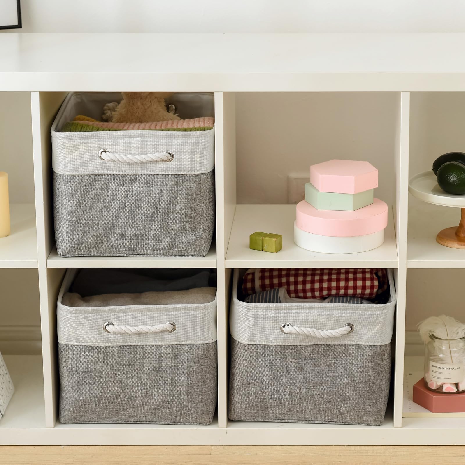 Thewarmhome Storage Baskets For Organizing, 17L  13.7W  9.8H Jumbo 3 Pack Foldable Storage Bins For Shelves, Fabric Storage Box