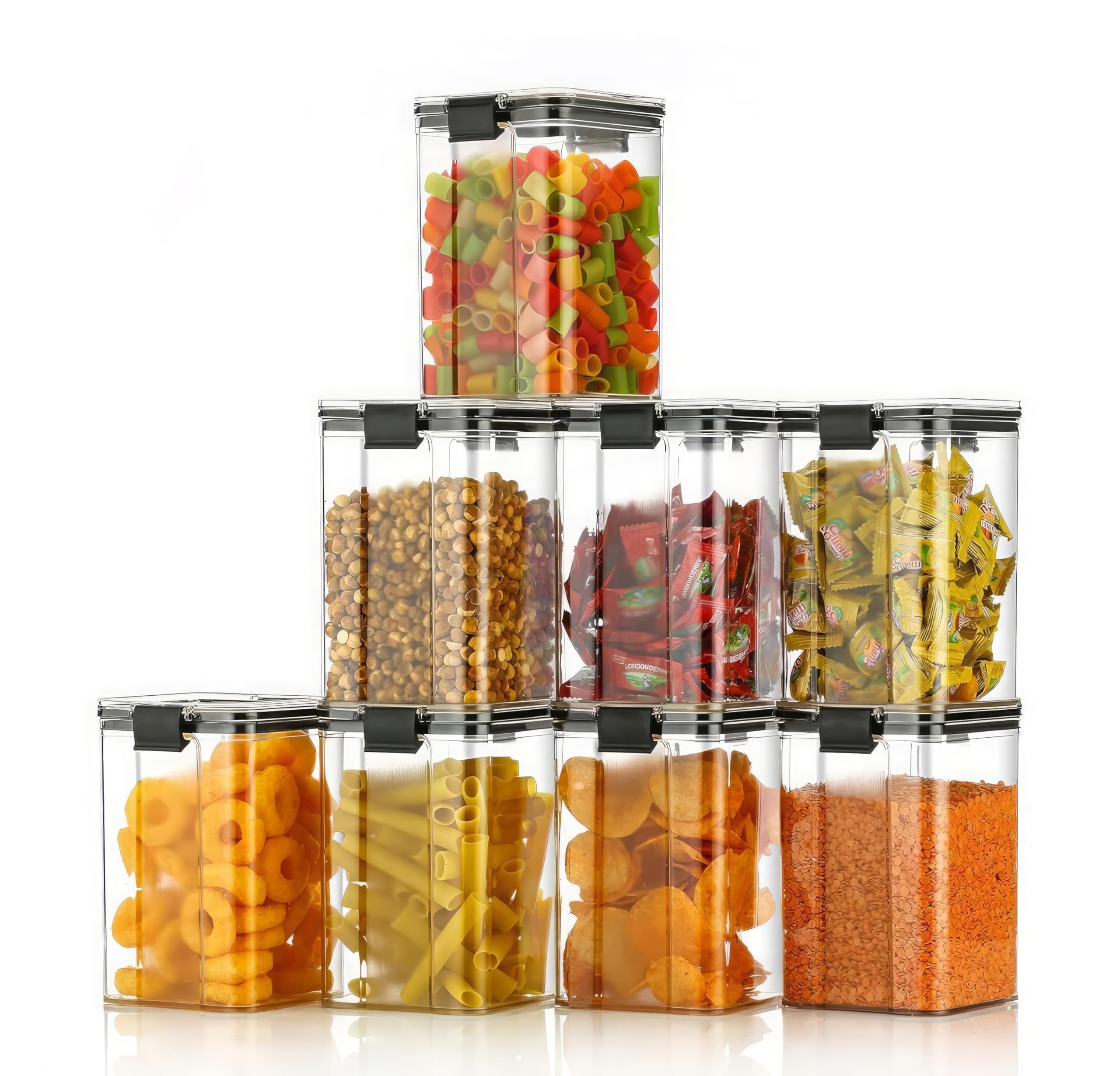 Kwer 1200Ml Air Tight Container Set For Home Kitchen Items Storage Containers Set Food Containers (Plastic, Pack Of 4), Black