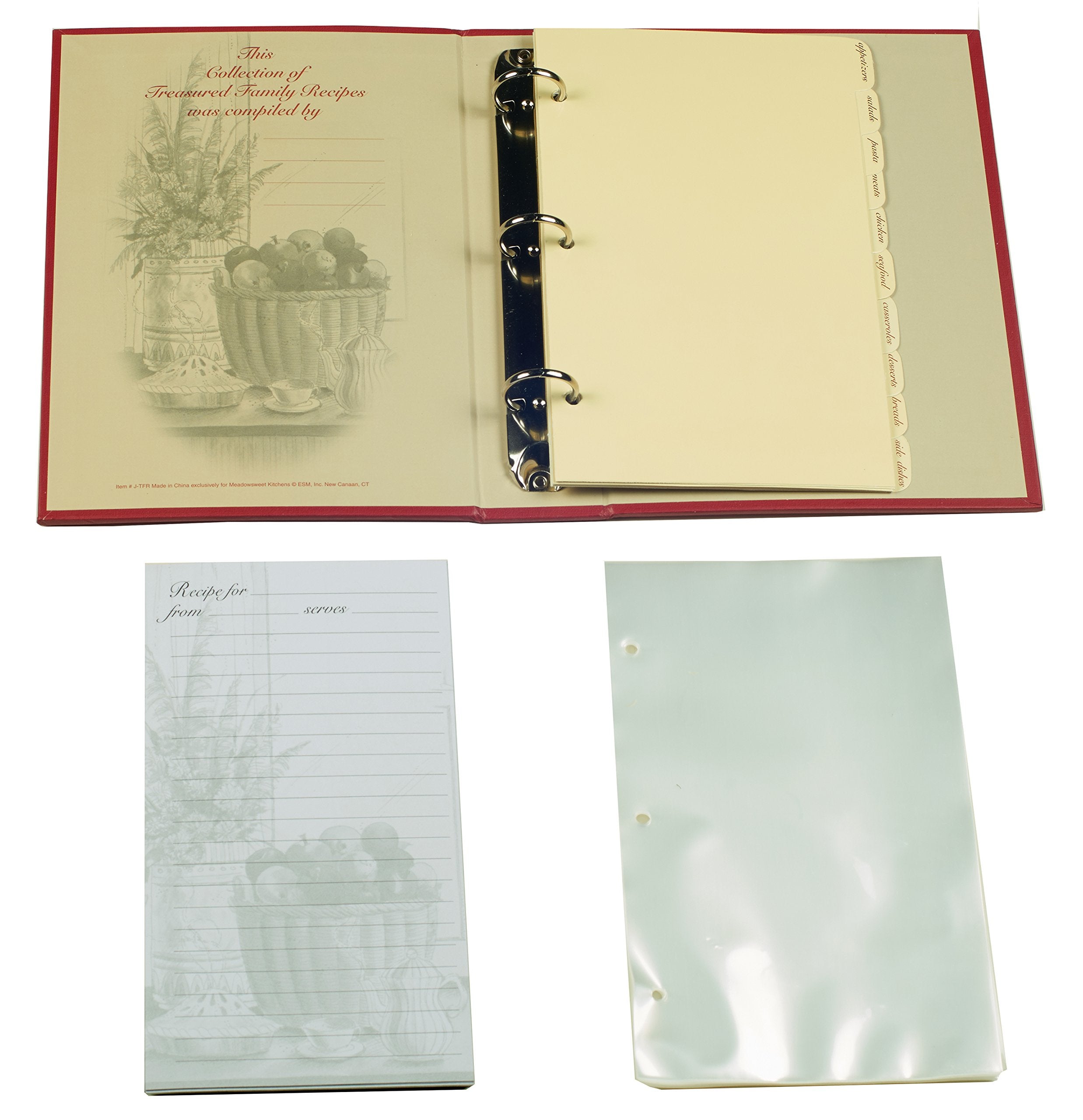 Meadowsweet Kitchens Treasured Family Journal Recipe Binder - Cookbook Organizer, Blank Notebook W/ 50 Lined Recipe Pages, 40 Cl