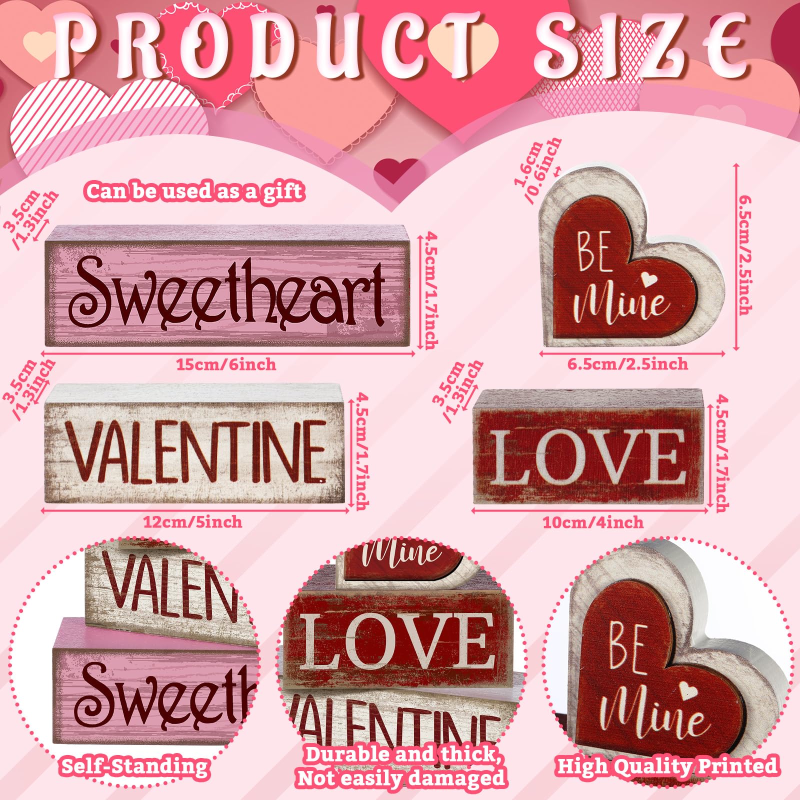 Lineshading 4 Pcs Valentine Table Decor Wooden Red Love Decoration, Valentine s Day Be Mine Centerpiece, Valentine Tiered Tray