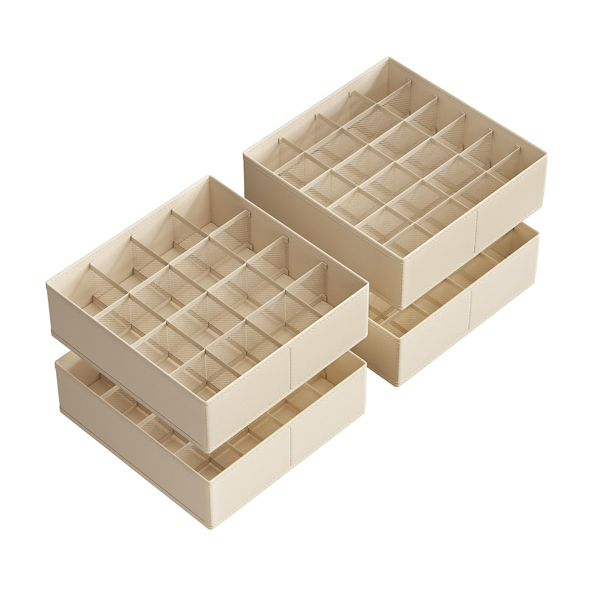 SONGMICS Set of 4 Drawer Organizers, Closet Organizers for Underwear, 80 Cells, Foldable Sock Holders, 11.8 x 11.8 x 3.9 Inches,