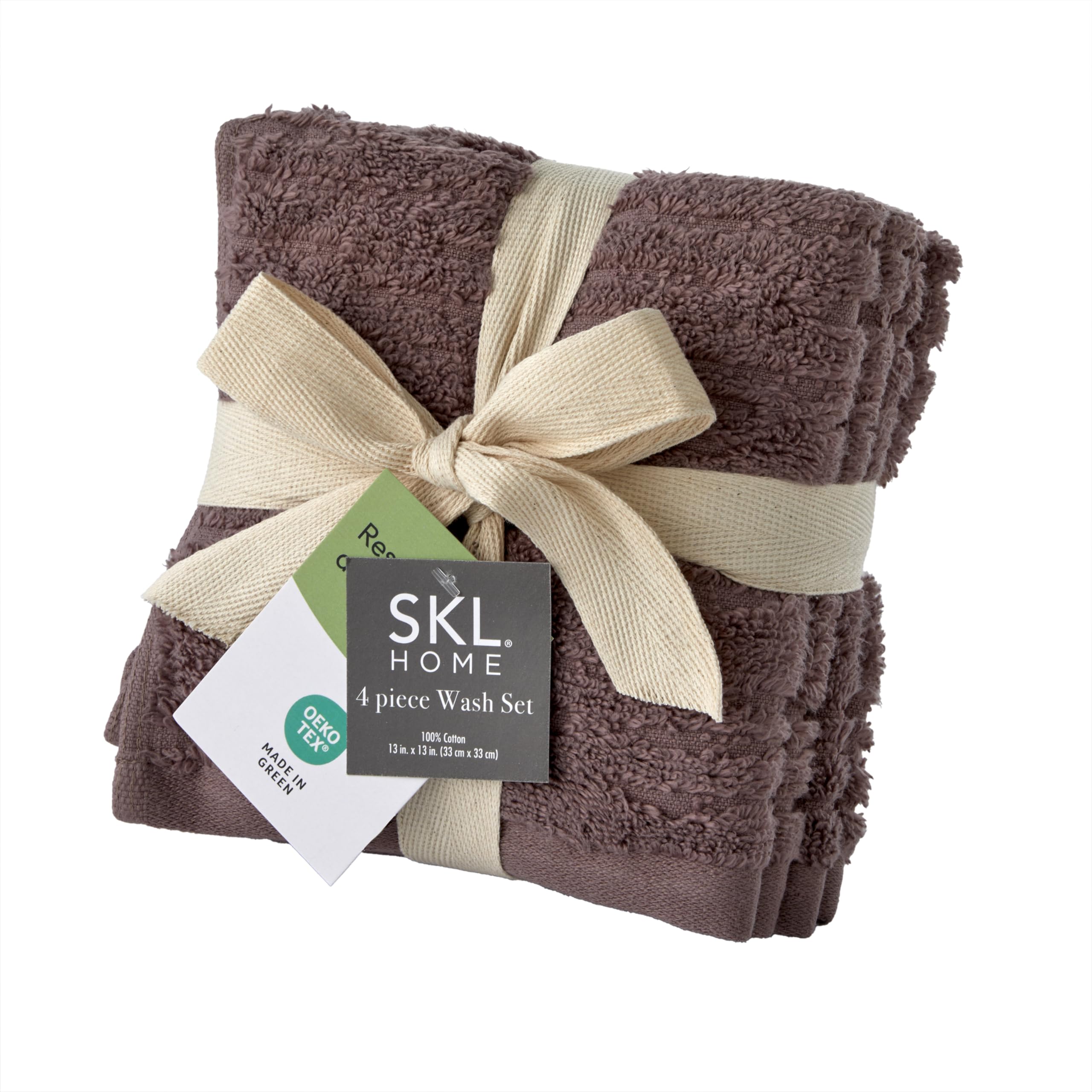 Skl Home Cloudsoft Cotton Luxury 4-Piece Washcloth Set, Soft Plum