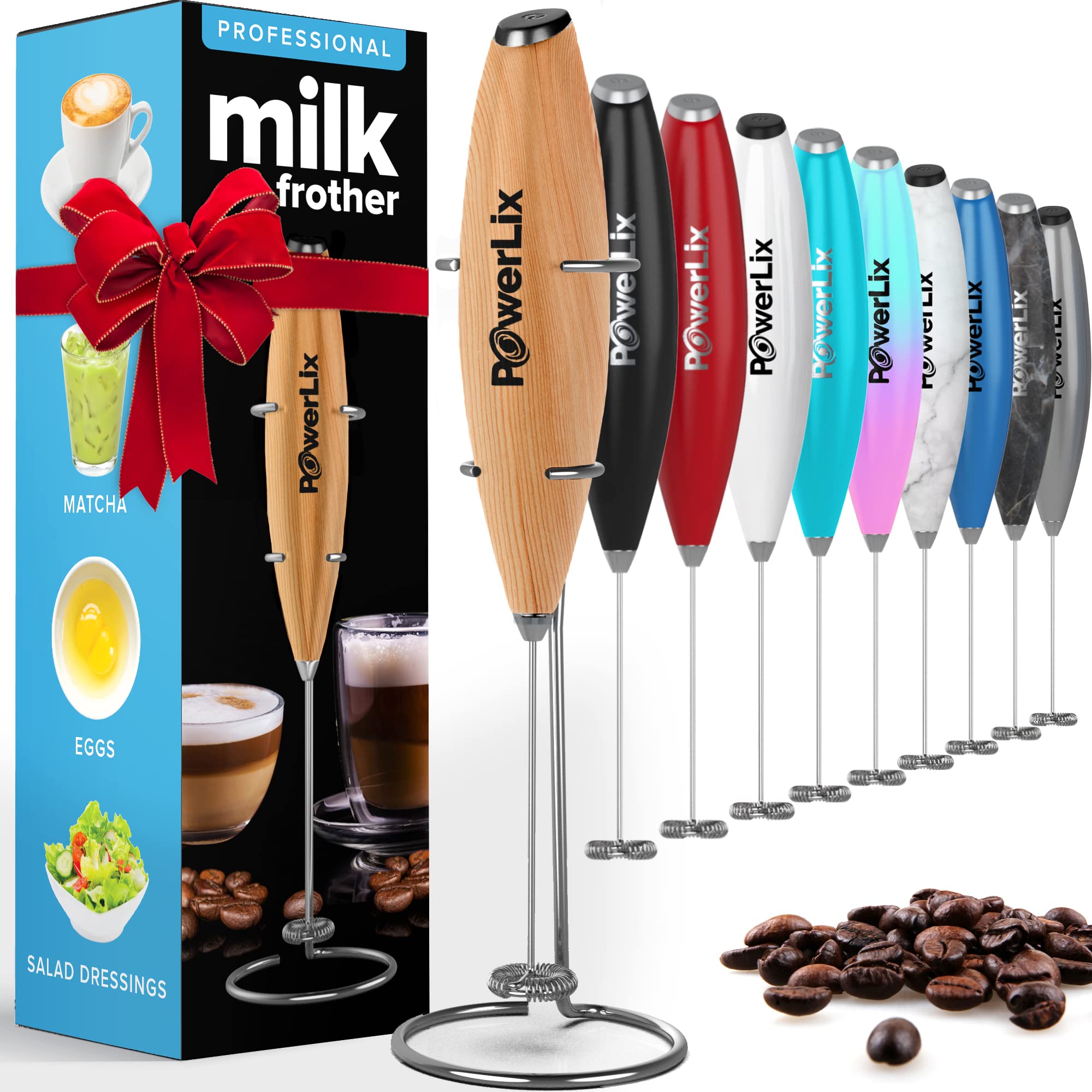 Powerlix Milk Frother Handheld Battery Operated Electric Whisk Foam Maker For Coffee, Latte, Cappuccino, Matcha, Hot Chocolate,