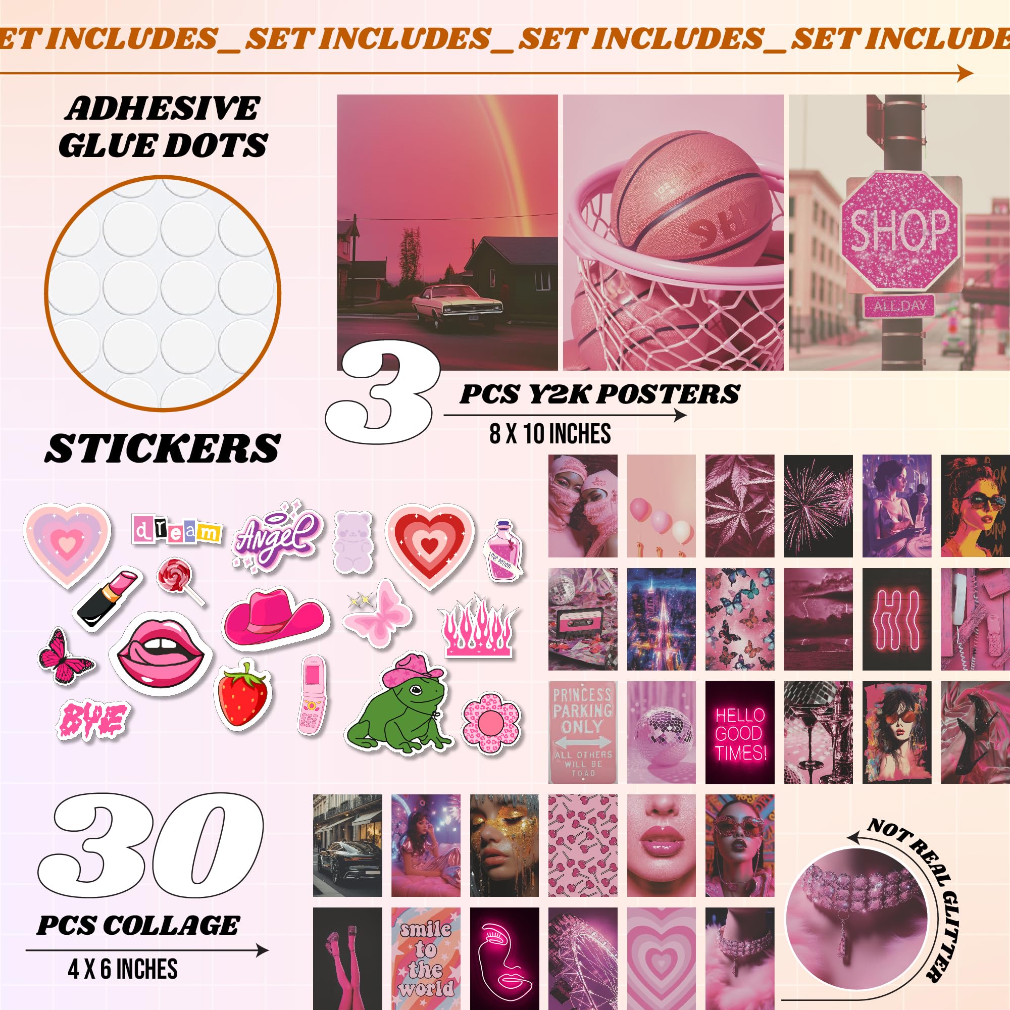 97 Decor Y2K Room Decor Aesthetic Pictures - Pink Room Decor Y2K Poster, 2000S Wall Decor, Trendy Y2K Art Prints With Y2K Sticke