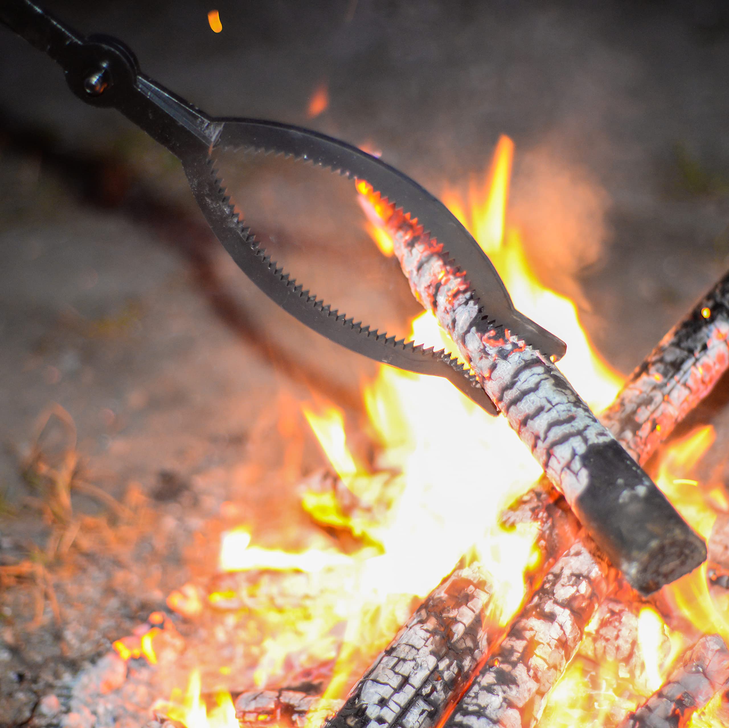 40'' Heavy Duty Fire Tongs Firewood Grabber Tool With Scissor Shape Serrated, Log Claw Tongs For Bonfire Campfire Fire Pit Outdo