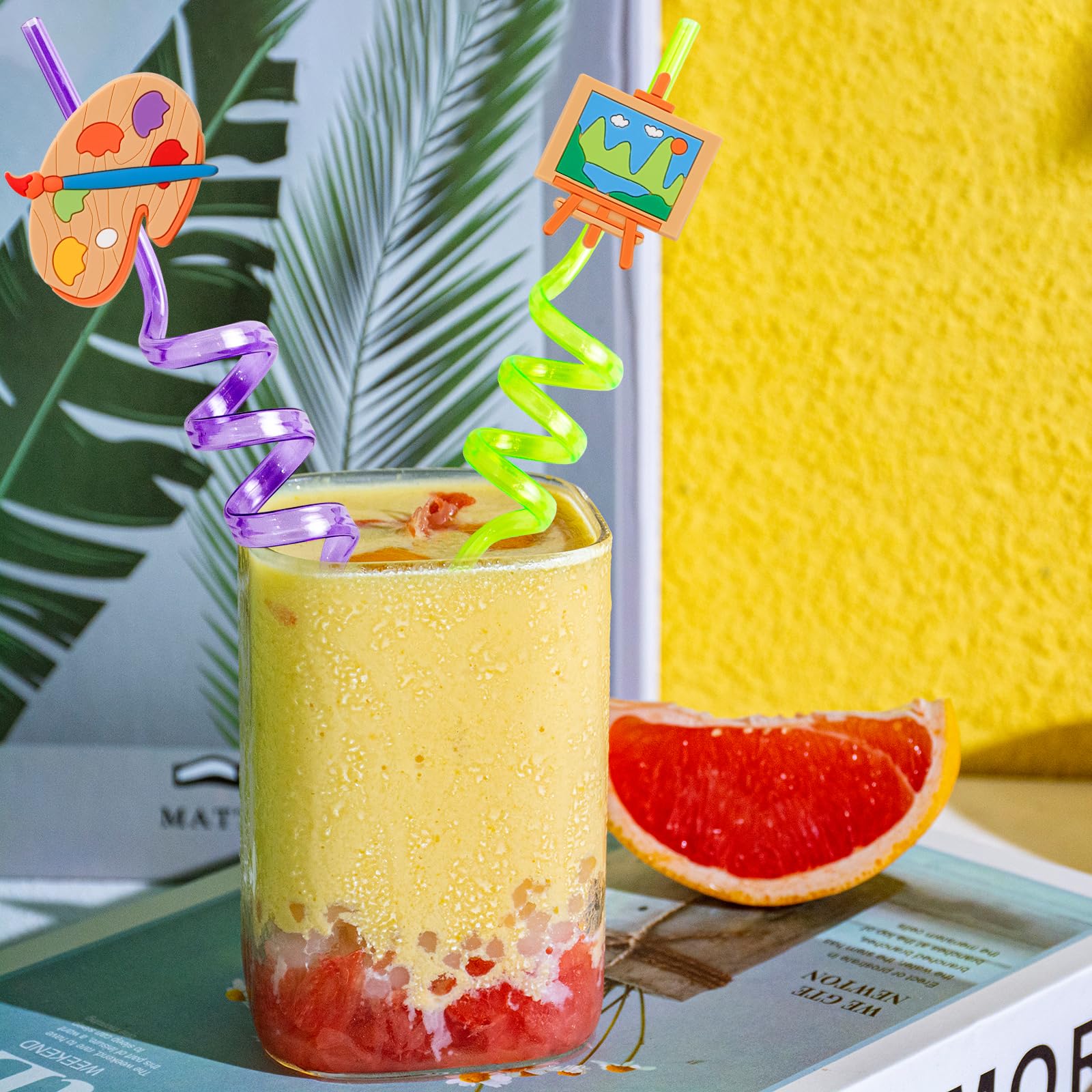 Art Painting Straws Art Party Favors For Kids Plastic Drinking Straw For Paint Birthday Back To School Party Supplies 24Pcs