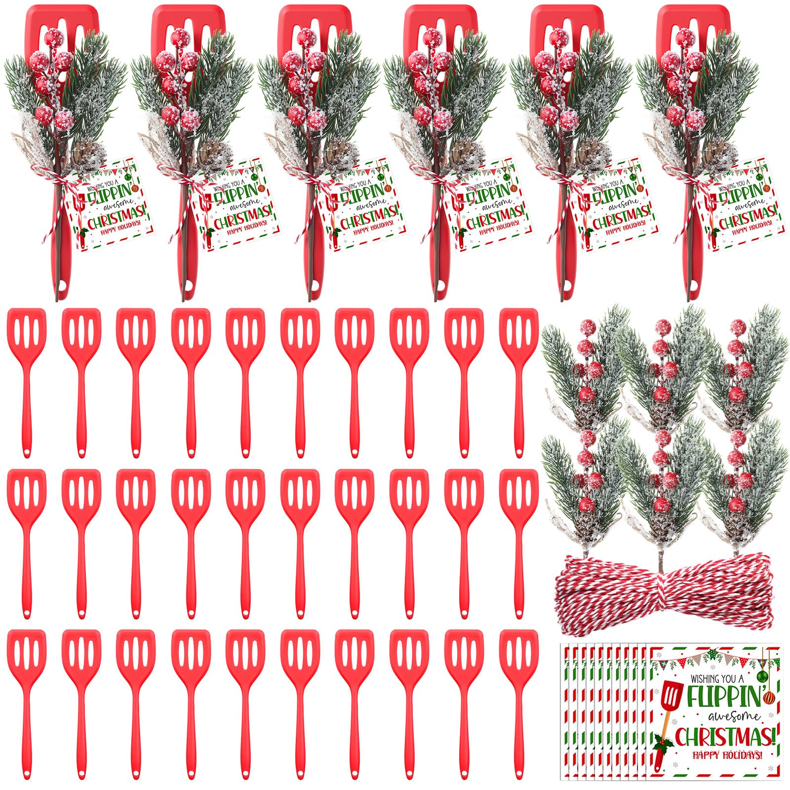 LemonRoad 36 Set Christmas Silicone Spatula Gifts with Greeting Card