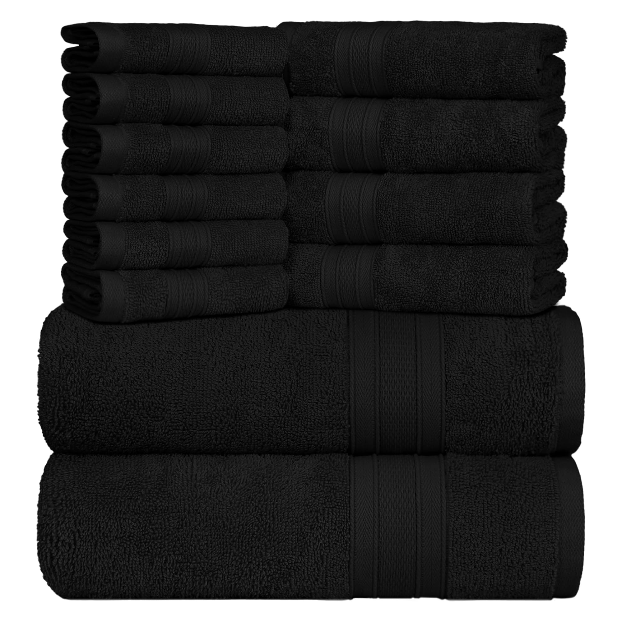 Trident Soft Comfort Air Rich Towels For Bath, 100% Cotton Towel, Super Soft, Highly Absorbent, 12 Pieces Towel Set, 500 Gsm - B