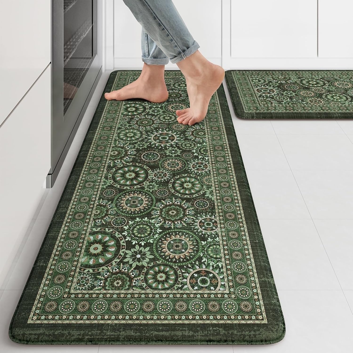 Uimo 2 Pcs Kitchen Mats Set  Waterproof Memory Foam Antifatigue Mat Nonslip Rug For Kitchen, Sink, Laundry & Home Office  12