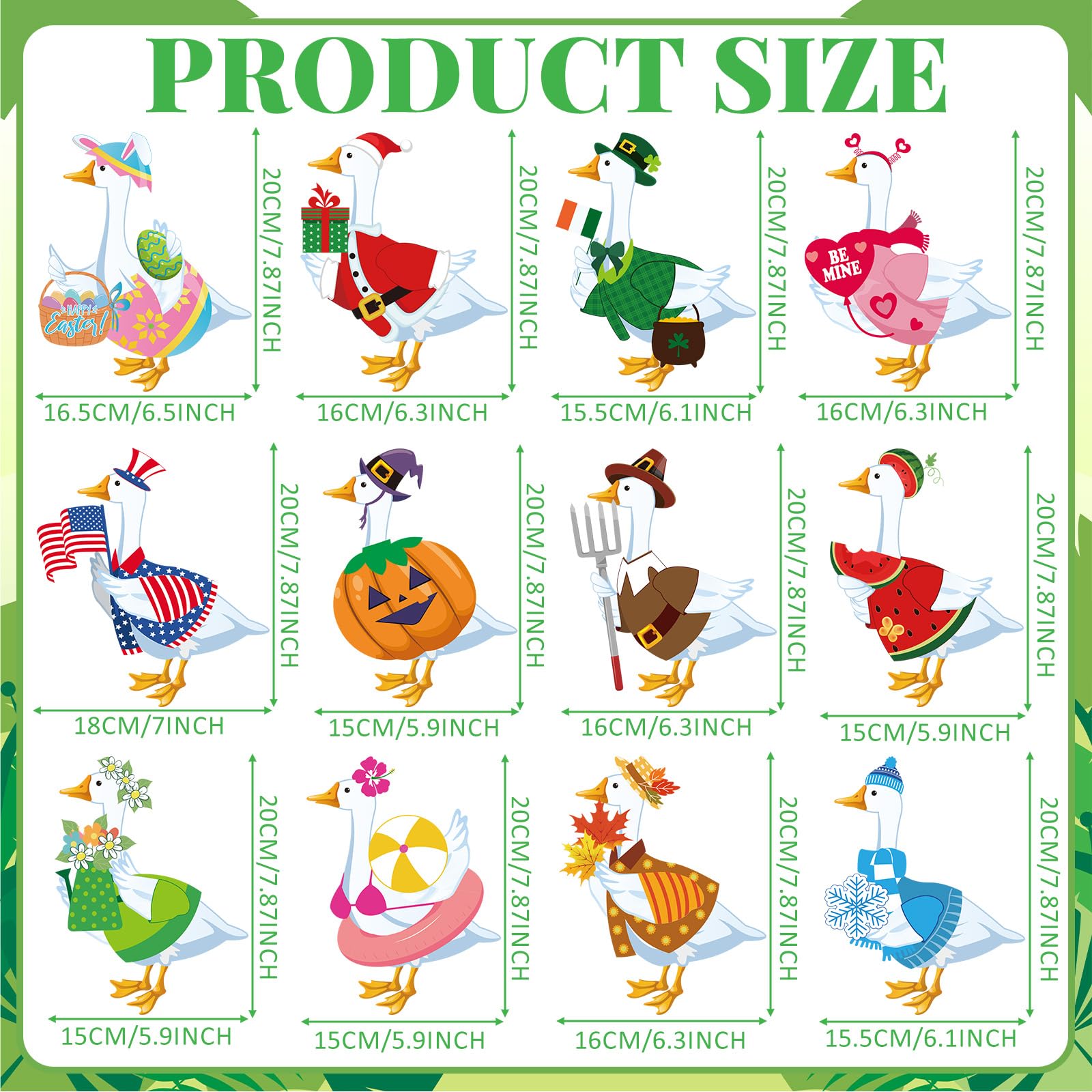 Fabbay 25 Pcs Festive Goose Costume Magnets Decoration Funny Holiday Magnetic Stickers Goose Magnet with 12 Sets Holiday Costume