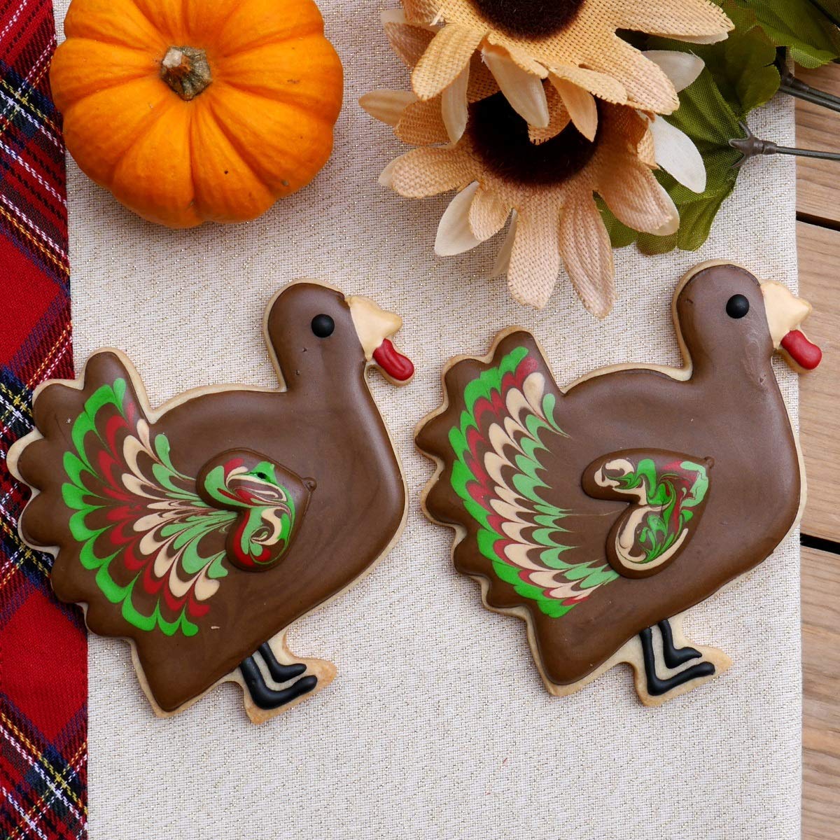 Thanksgiving Turkey Cookie Cutter Set, 2 Piece, 4.5'', 2.9'' Tall, Premium Food-Grade Stainless Steel, Dishwasher Safe