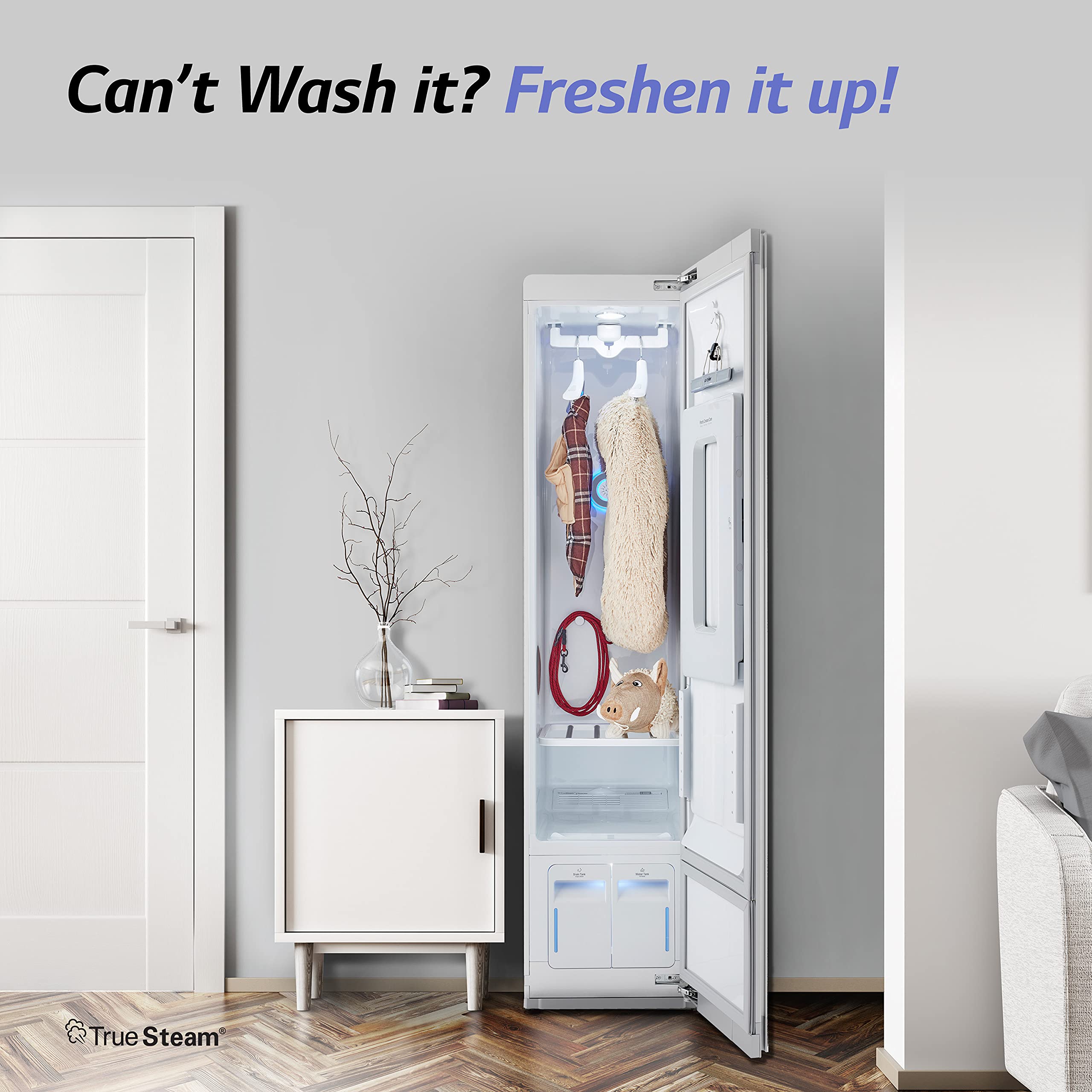LG Styler Steam Closet - Wi-Fi Enabled Clothes Steamer, Large, White, Model S3WFBN, Ideal for Garments and Household Care
