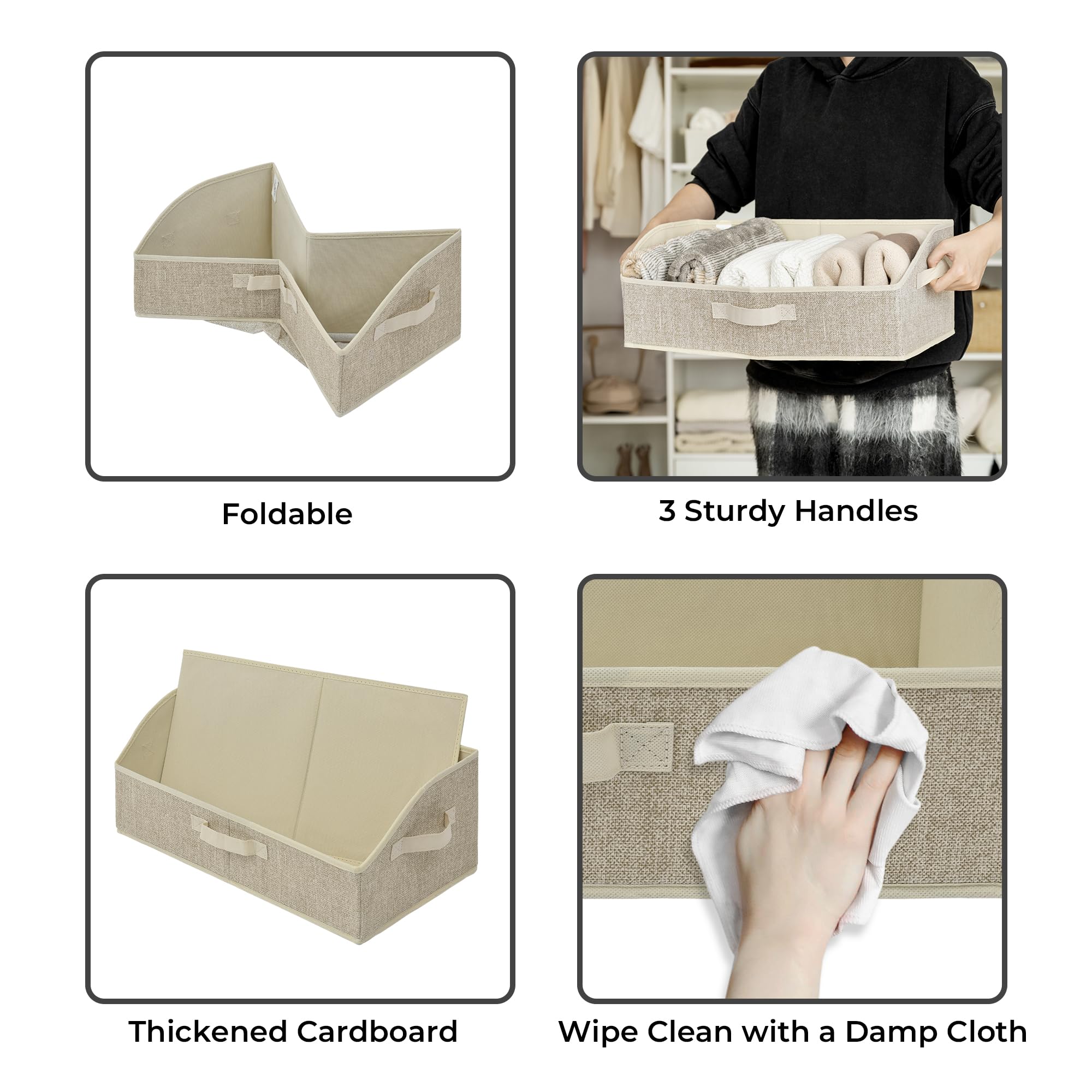 GRANNY SAYS Storage Baskets for Shelves  Closet Organizer Bin and Clothes Storage Bins  Trapezoid Storage Bins  Clothing Bins for Changing Table Wire Shelves  Honey Beige  3-Pack
