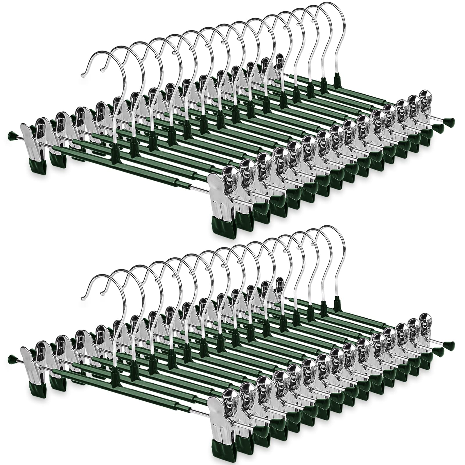 30 Pack Clip Hangers - Pozean Hanger With Clips, Pant Hanger Skirt Hangers With Adjustable Clips, Skirts Hangers Space Saving Fo