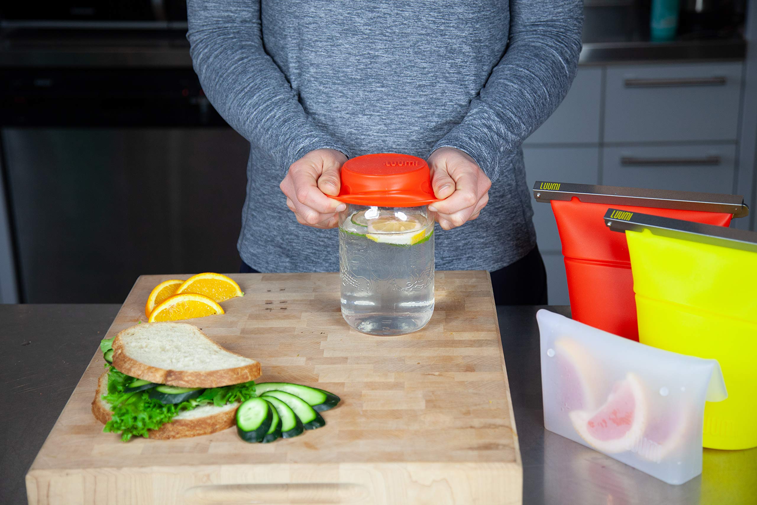 Luumi Unplastic Sealed Lid - Reusable 100% Platinum Silicone Sealed Lid - Microwave, Oven, Freezer And Dishwasher Safe (Red)