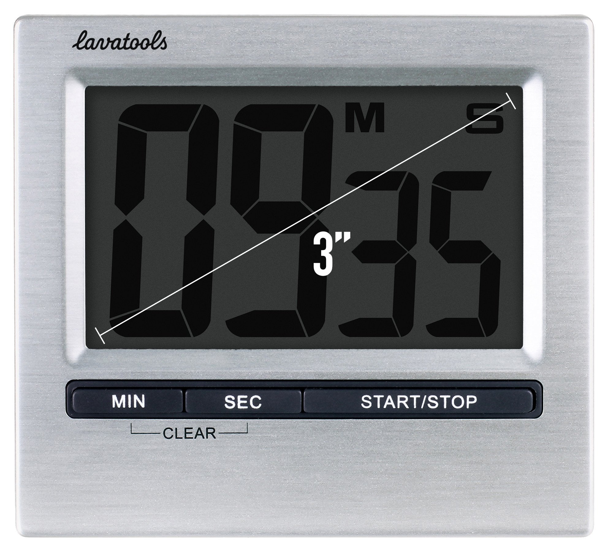 Lavatools Kt2 Digital Kitchen Timer & Stopwatch, Large Display, Bold Digits, Simple Operation, Loud Alarm, Magnetic Kickstand Fo