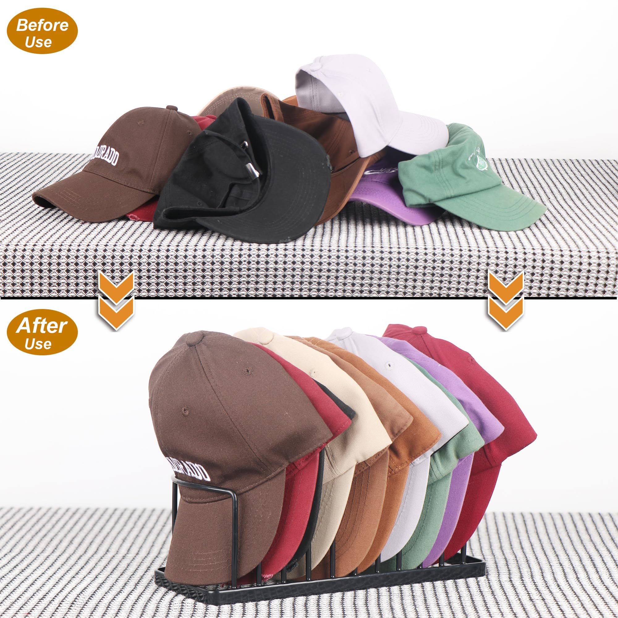Yiseyruo Hat Organizer For Baseball Caps - Space Saving Hat Stand Hold 20 Caps - Premium Metal Hat Rack For Baseball Caps Displa