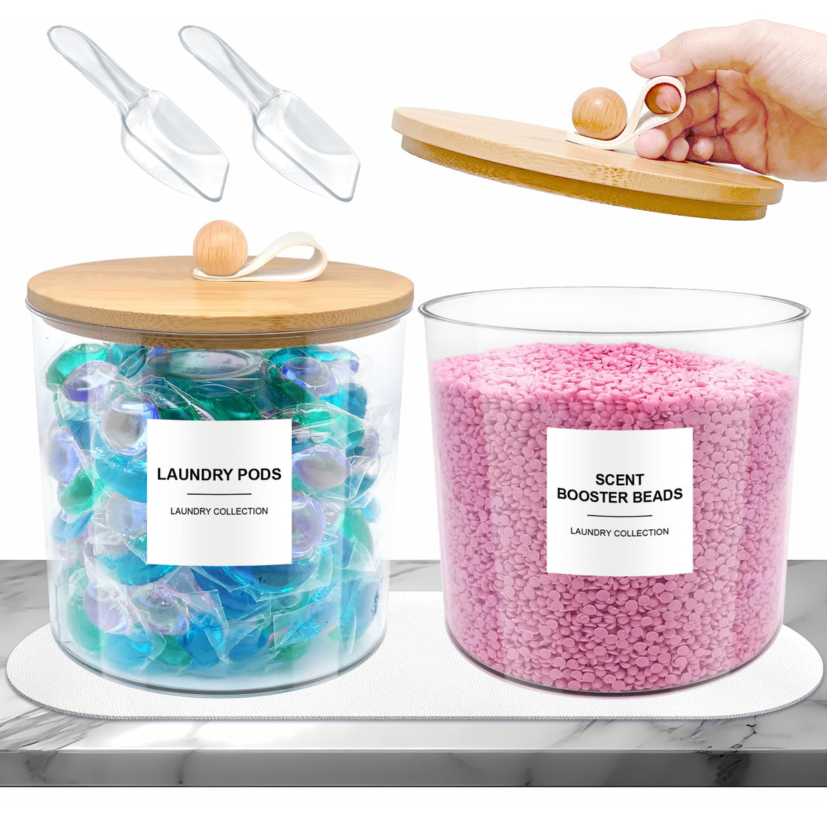 2 Pack Laundry Pods Container,Laundry Room Organization And Storage Jars,Laundry Detergent Container For Powder,Pods,Scent Boost