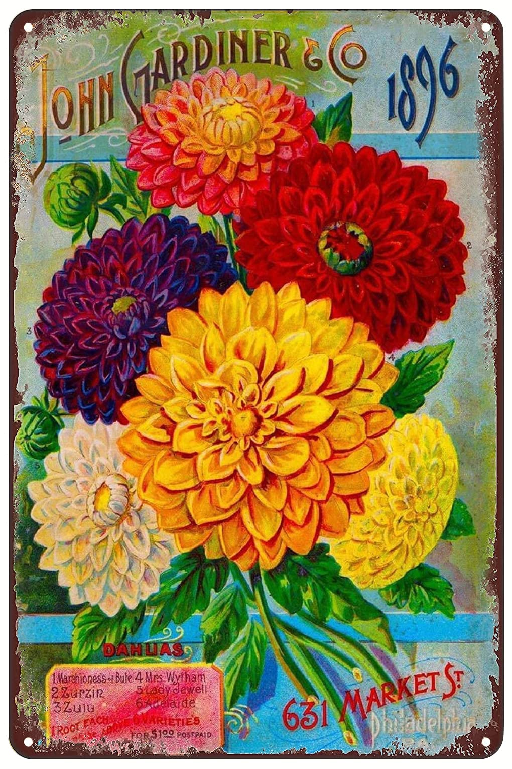 Vintage Metal Signs - Dahlias Flowers Seed Packet Tin Sign Poster Wall Art Decor Plaque For Home Bar Pub Club Cafe Garden Gift 8