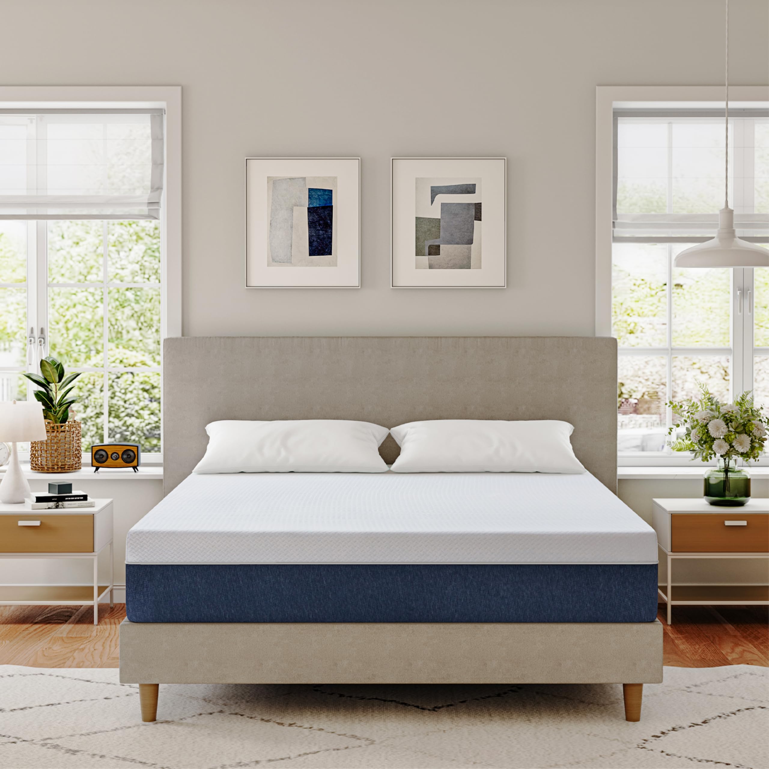 Egohome Full Mattress 14 Inch, Charcoal Memory Foam Mattress Bed In A Box, Gel Infused Mattress Made In Usa, Medium Firm Mattres