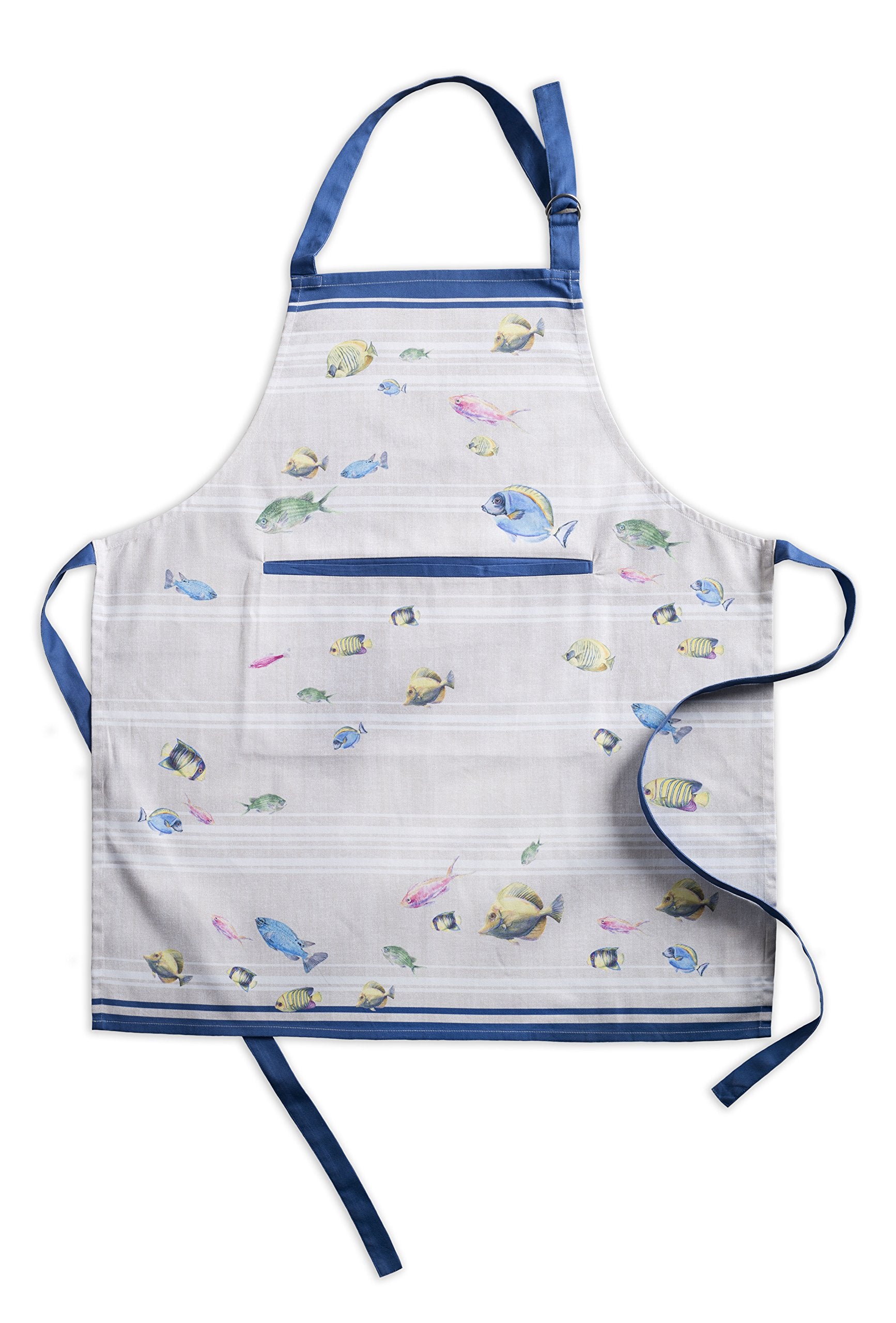 Maison D Hermine Apron 100% Cotton 2750 Inch X 3150 Inch 1 Piece Adjustable Neck Strap Cloth Apron With Center Pocket & Long Tie