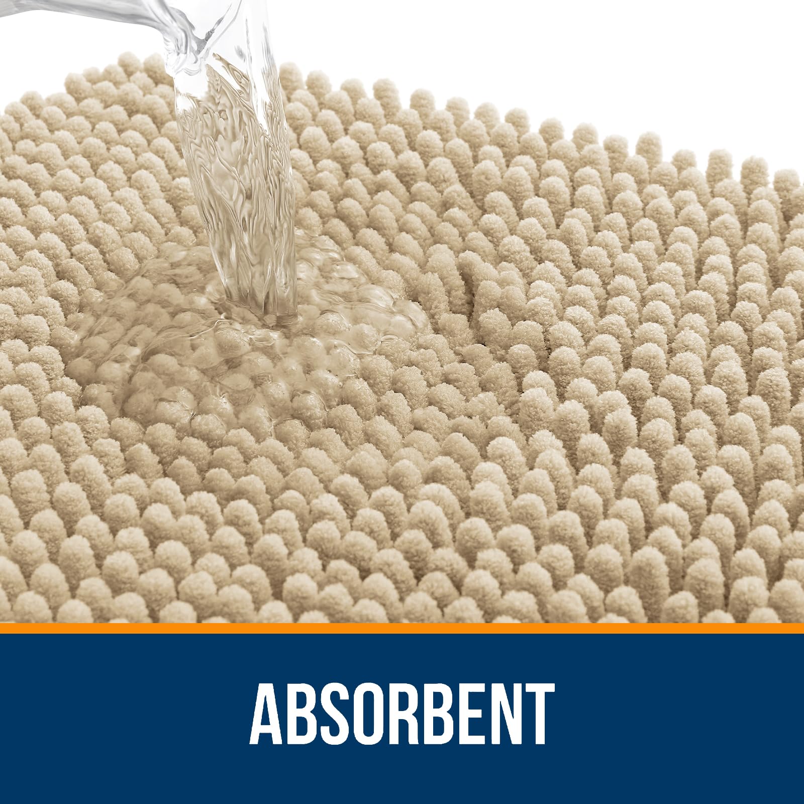 Olanly Toilet Rugs U-Shaped 24X20, Extra Soft Absorbent Chenille Contour Bathroom Rugs, Dry Quickly, Machine Washable, Non-Slip