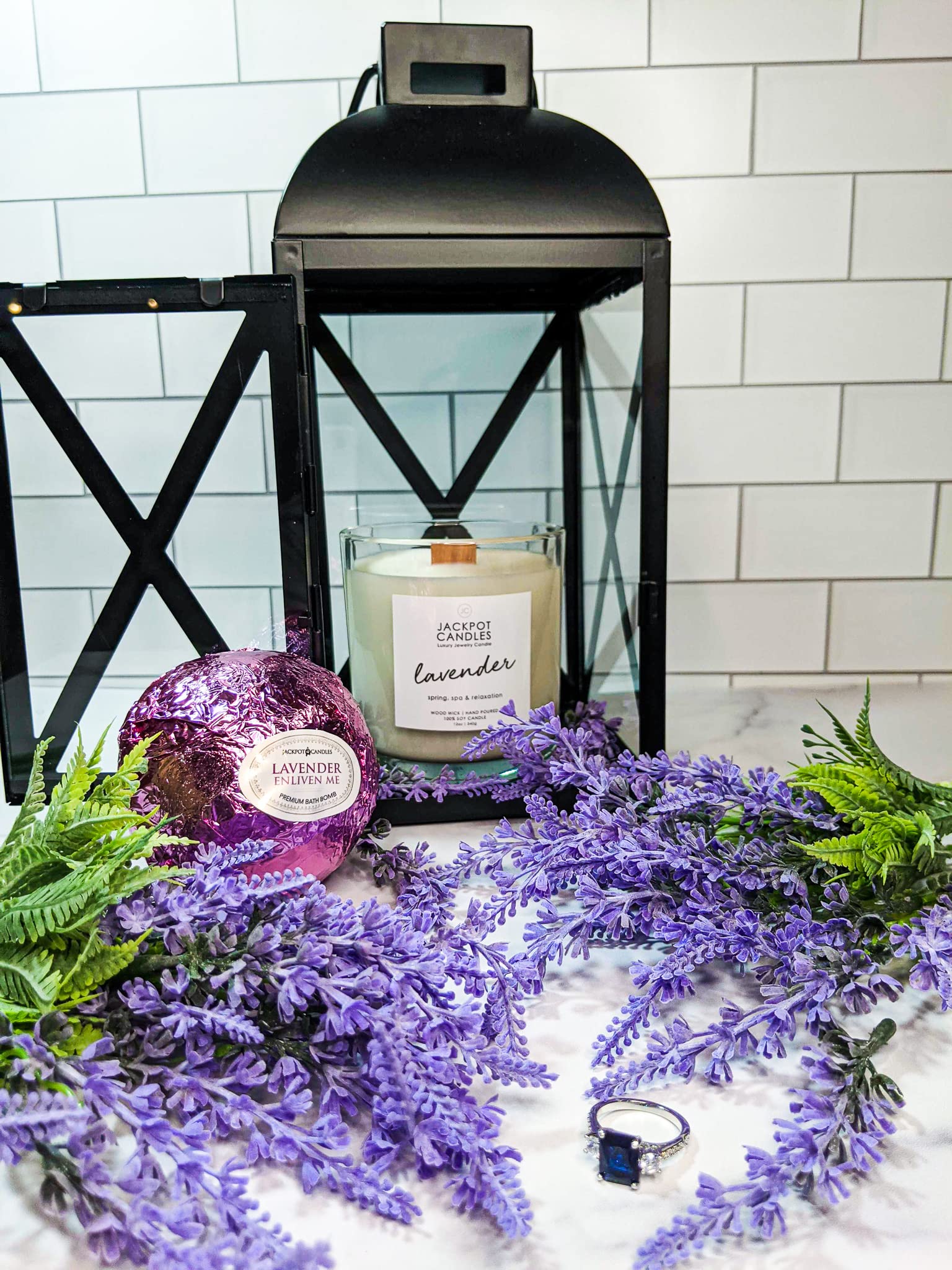 Lavender a Candle with Ring Inside (Surprise Jewelry Valued at $15 to $5,000) Ring Size 9