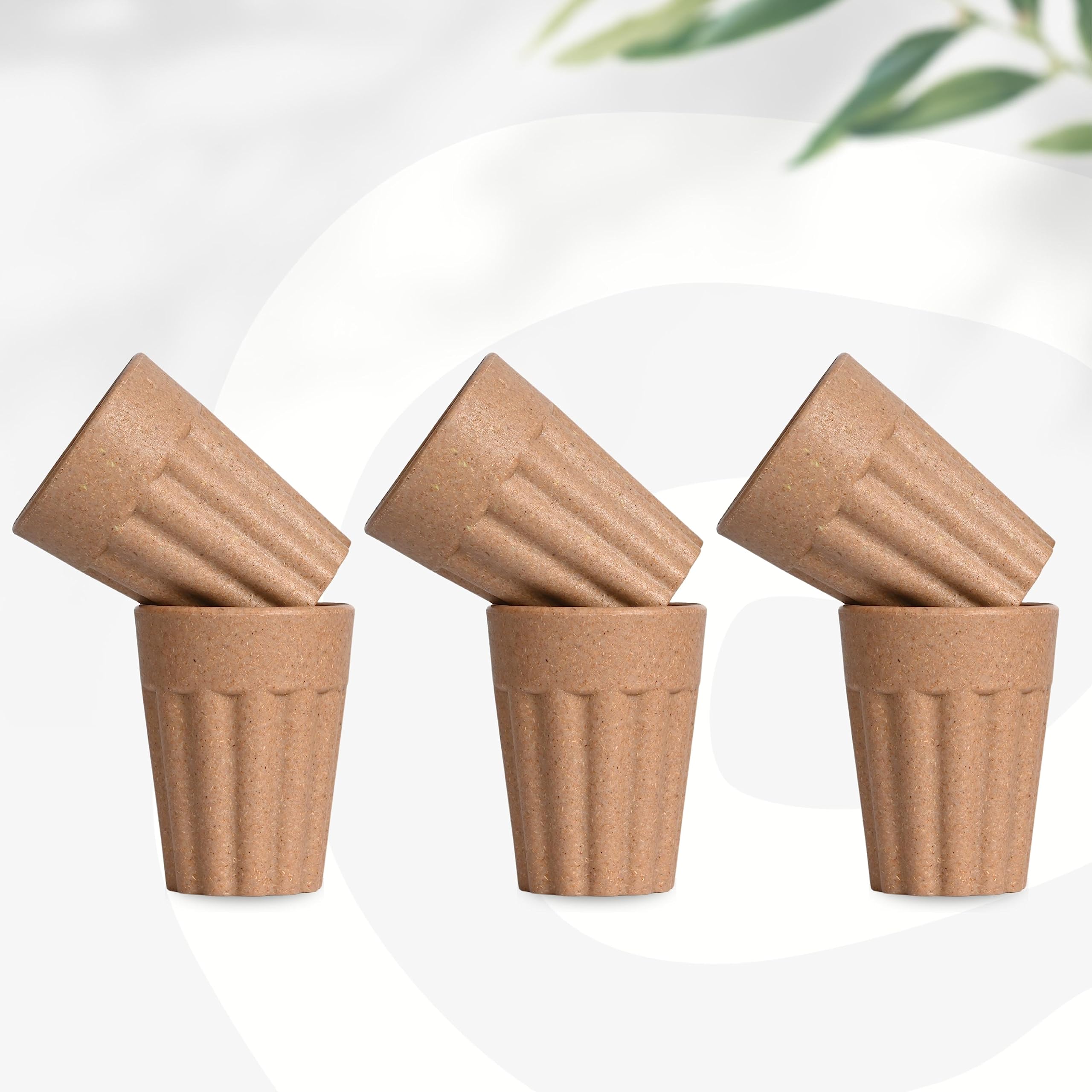 Eha Set Of 6 EarthFriendly Cutting Chai Cups | 100 Ml | Coffee Cup Made With Rice Husk & Bamboo Fibers | Microwave Safe Tea Set