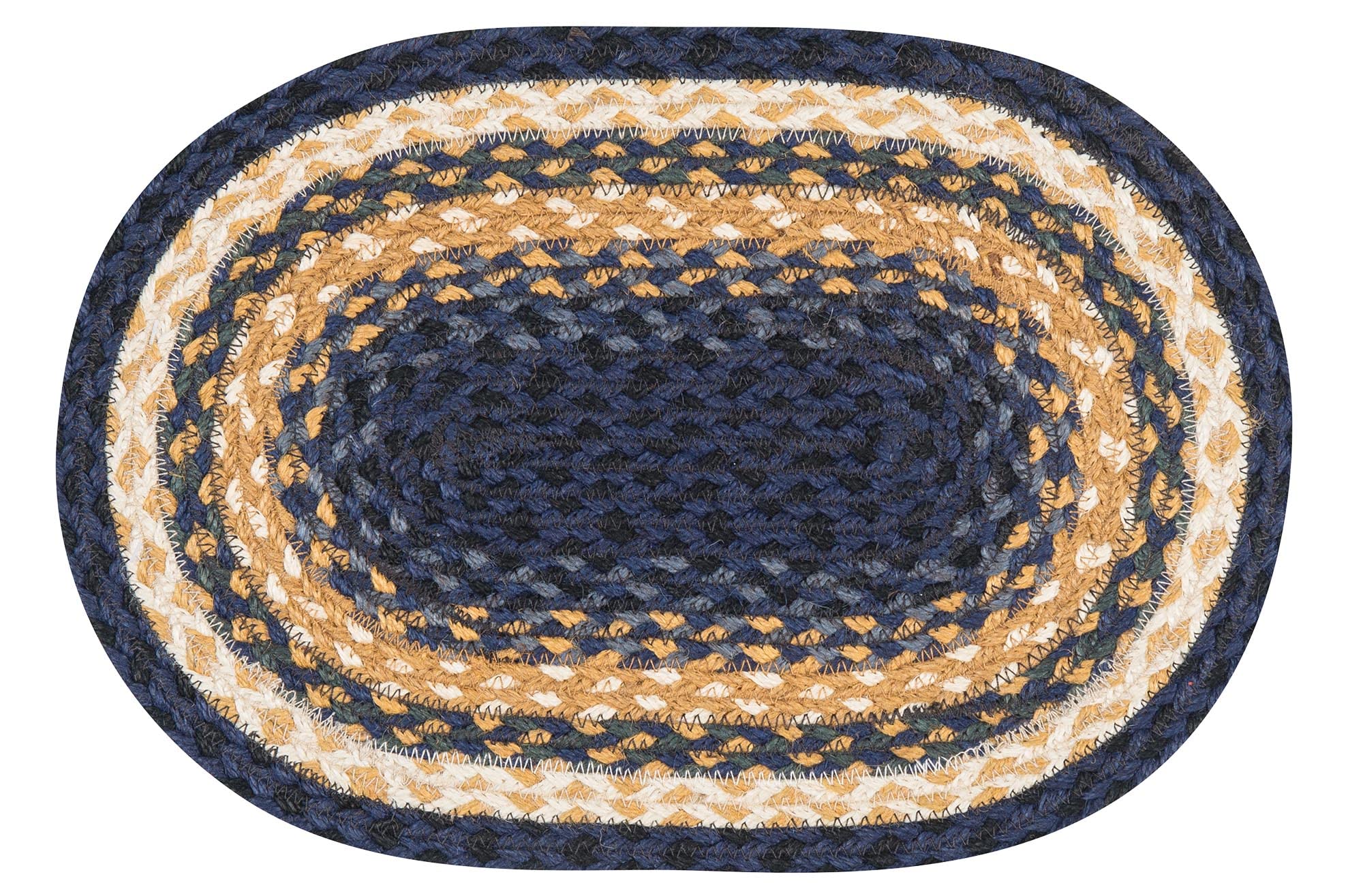 Earth Rugs 52-PM079 Placemat, 13 x 19, Light Blue/Dark Blue/Mustard
