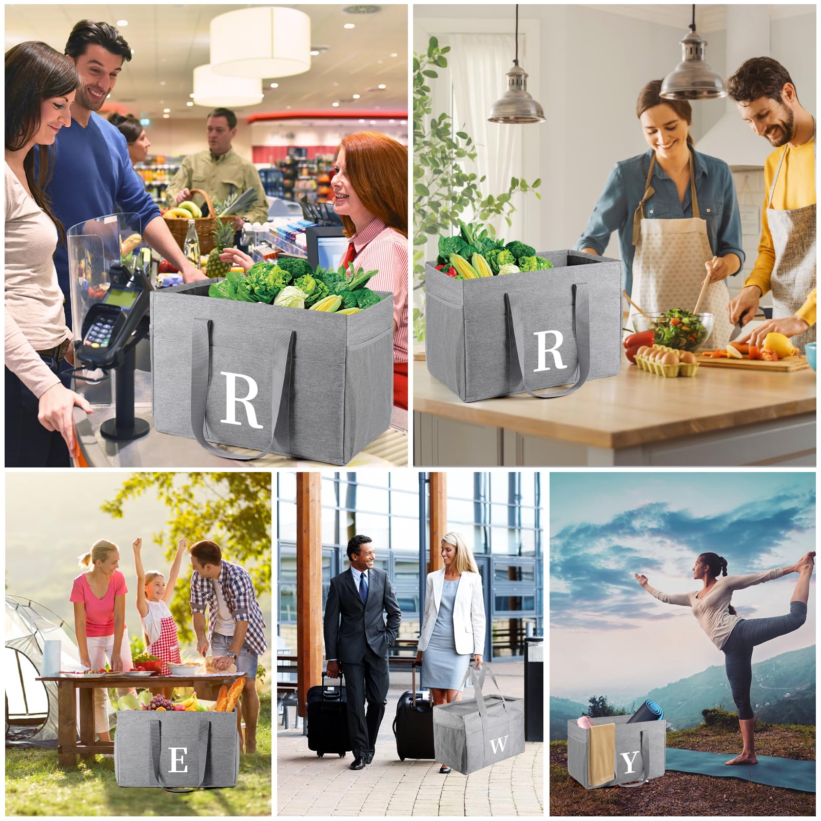 Extra Large Can-Vas Utility Tote Bag For Women, Grocery Bags Reusable Shopping Bags Foldable, Weekender Travel Bag W Top Zi-Pper