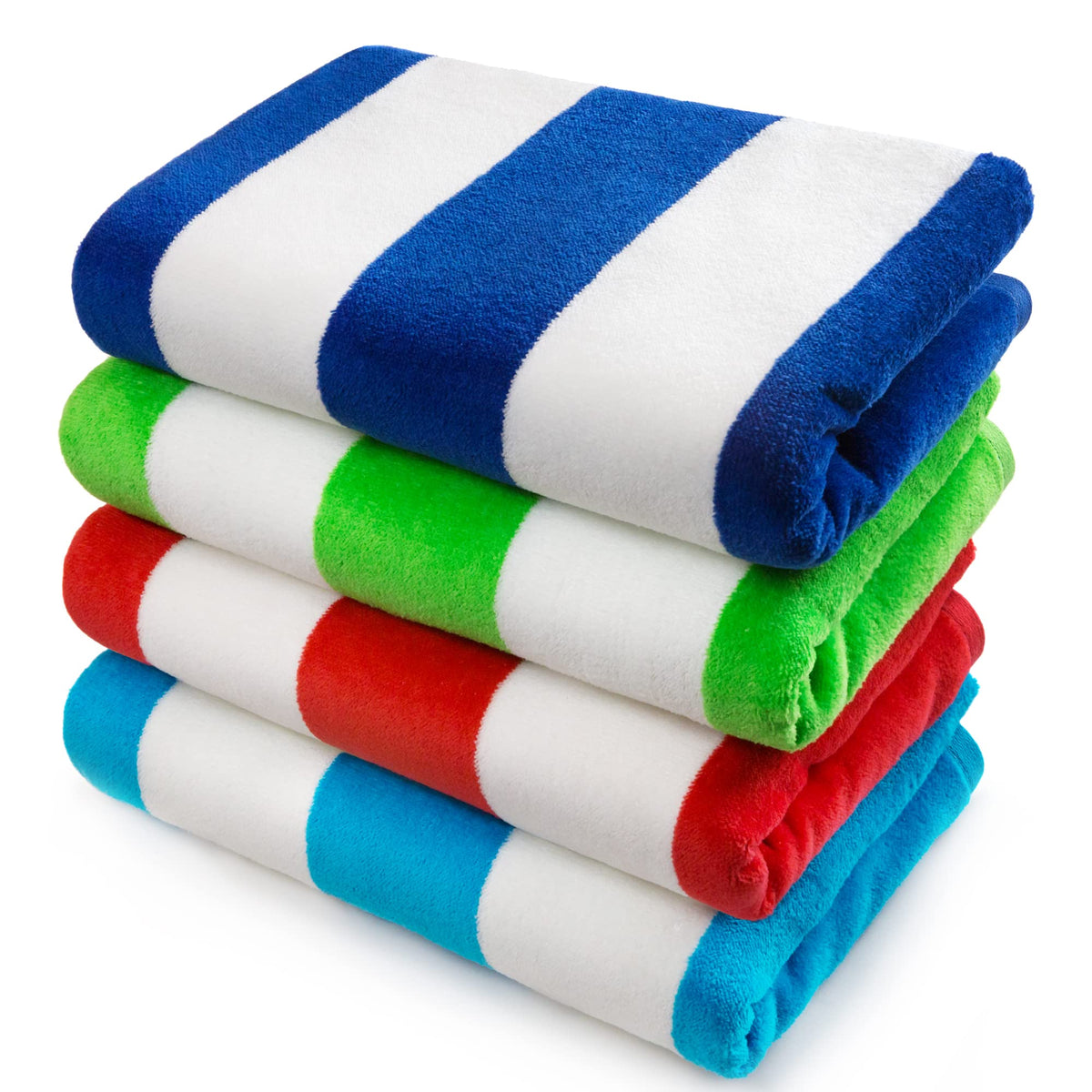 Softerry - Extra Soft Beach Towel 30 X 60 Inch Cabana Stripe Bahamas Hotel Pool And Resort Style Absorbent Terry 100% Cotton (Ro