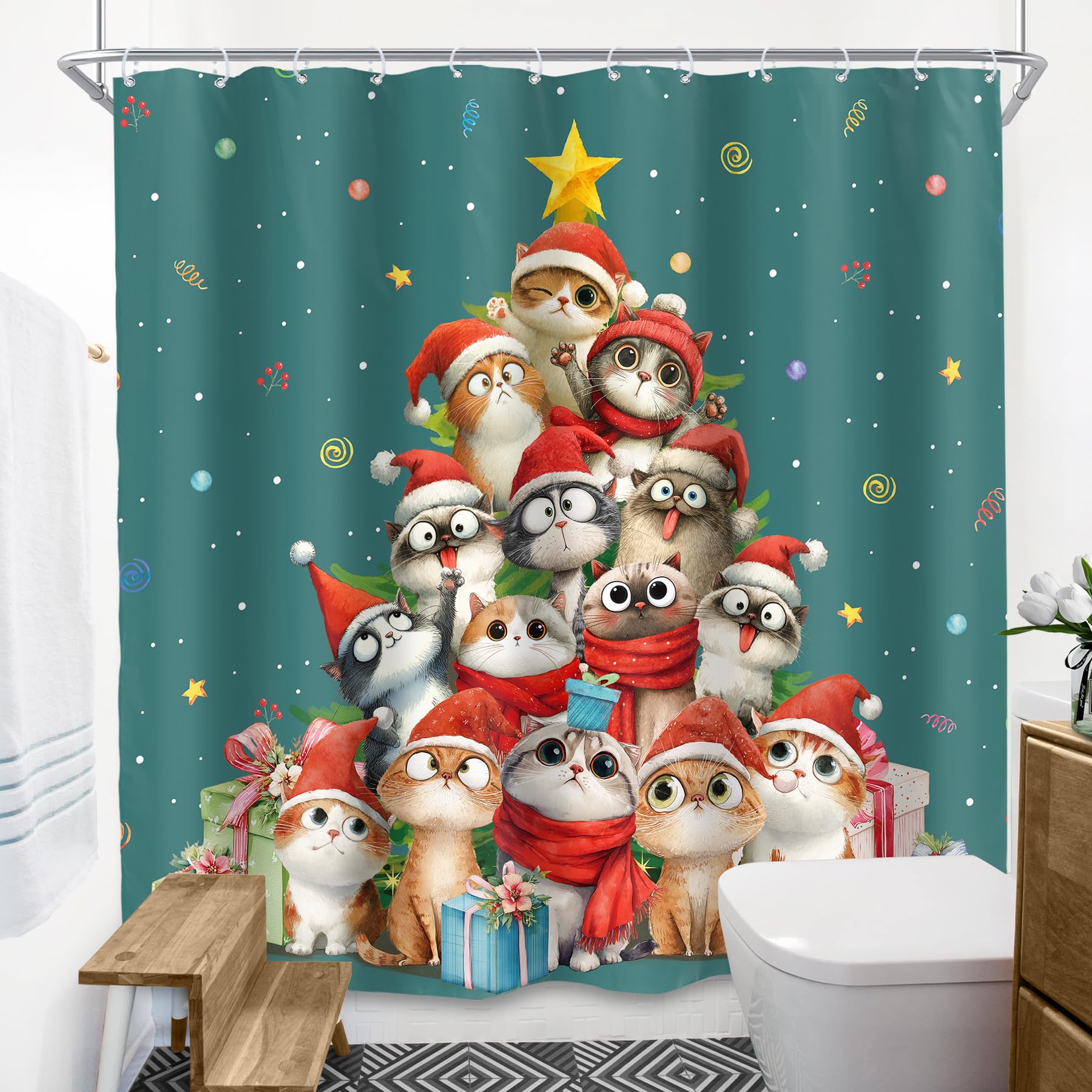 SVBright Cartoon Cute Dogs Shower Curtain 60Wx72L Inch Colorful Animals Playing Water Kids Lovely Funny Hilarious 12 Pack Hooks Polyester Waterproof Fabric Bathroom Bathtub Panels