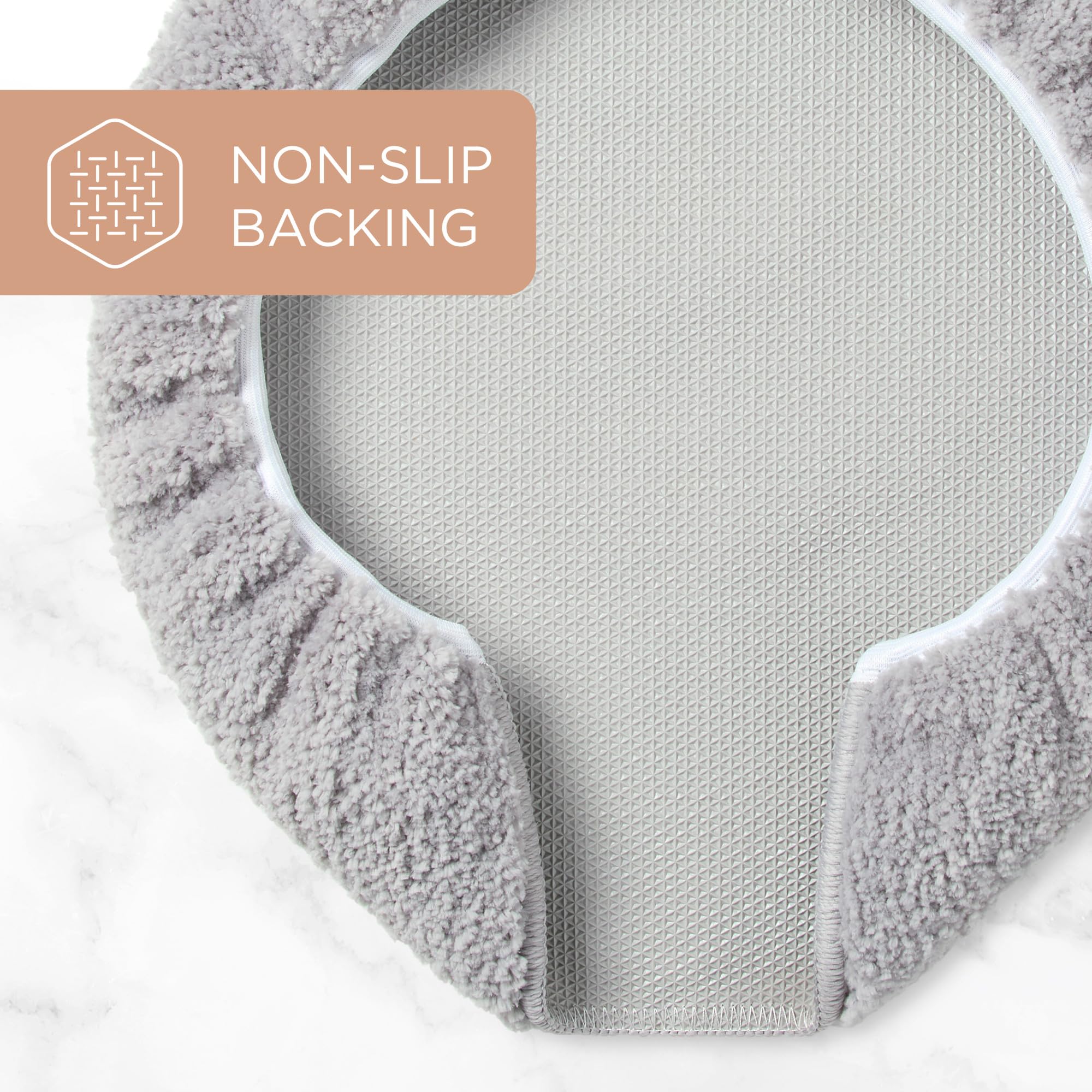 Town & Country Everyday Ultra Plush Solid Tufted Toilet Lid Cover, 18.5   X19.6, Grey