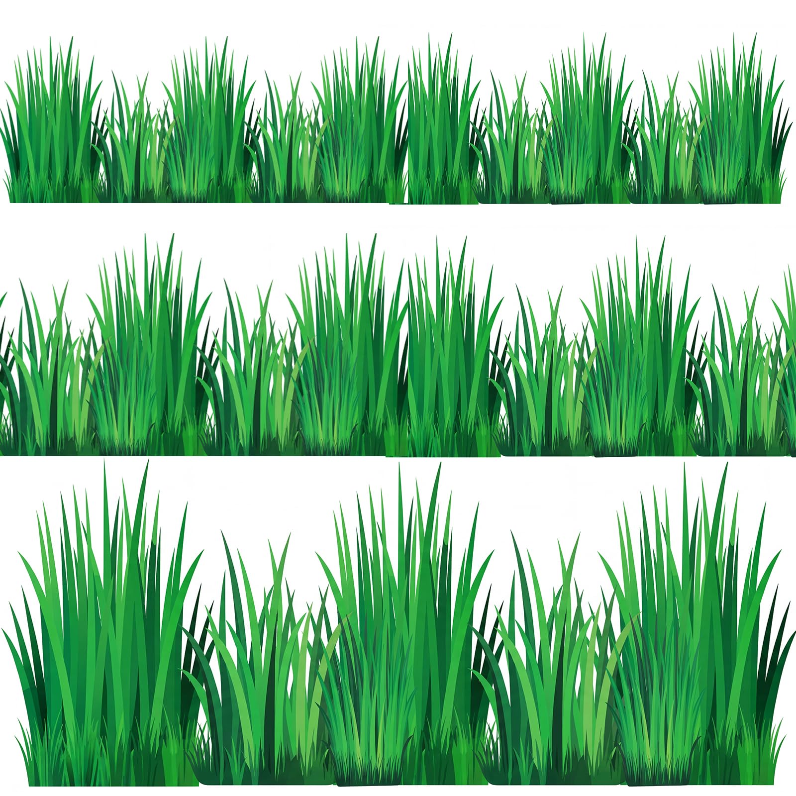AmazingSpark 48 Pcs Green Grass Stickers 3 Sizes Grass Wall Decal Green Bulletin Board Border Spring Shape Die Cutouts for Vbs B
