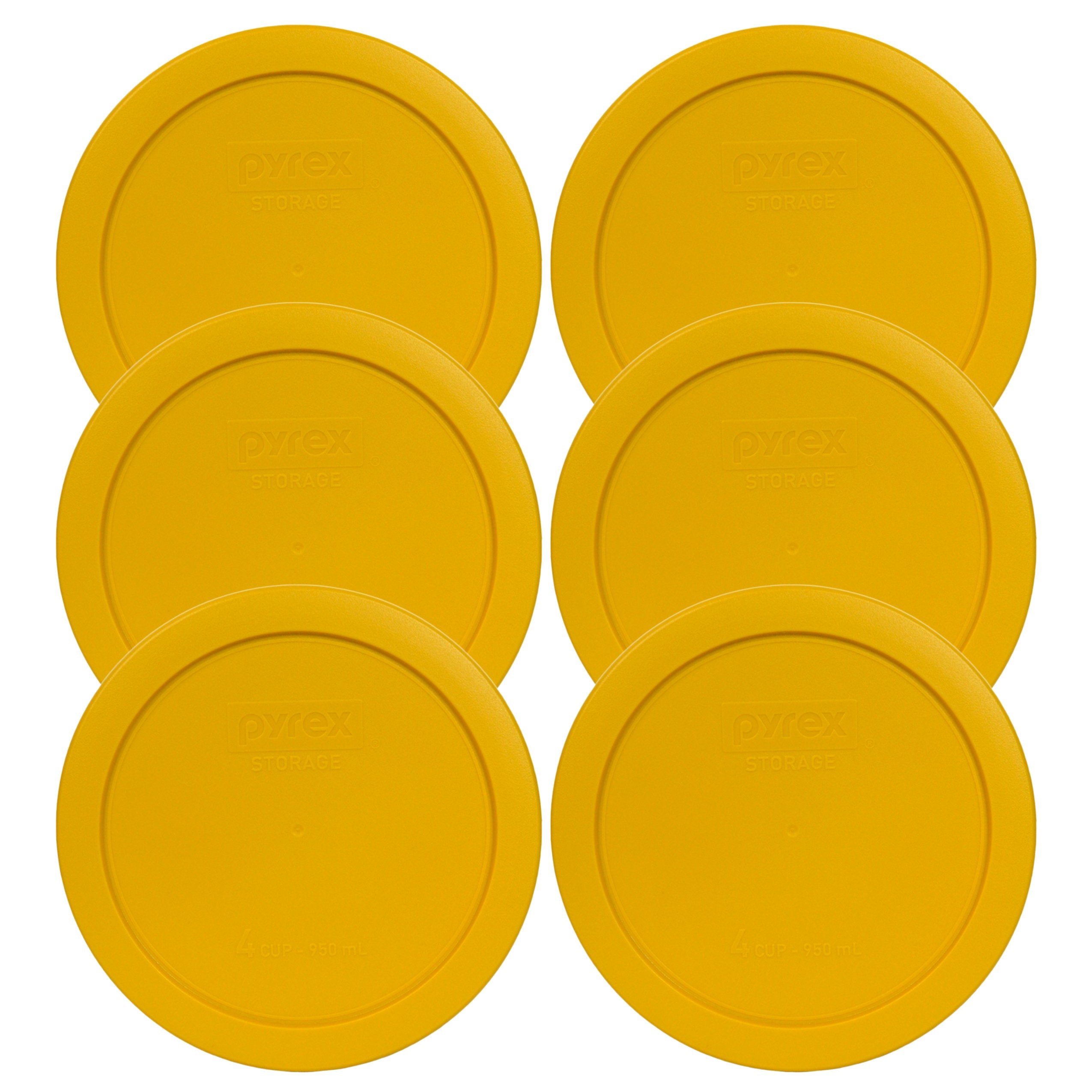 Pyrex 7201-PC Round 4 Cup Plastic Storage Lid, Made in USA - 6 Pack